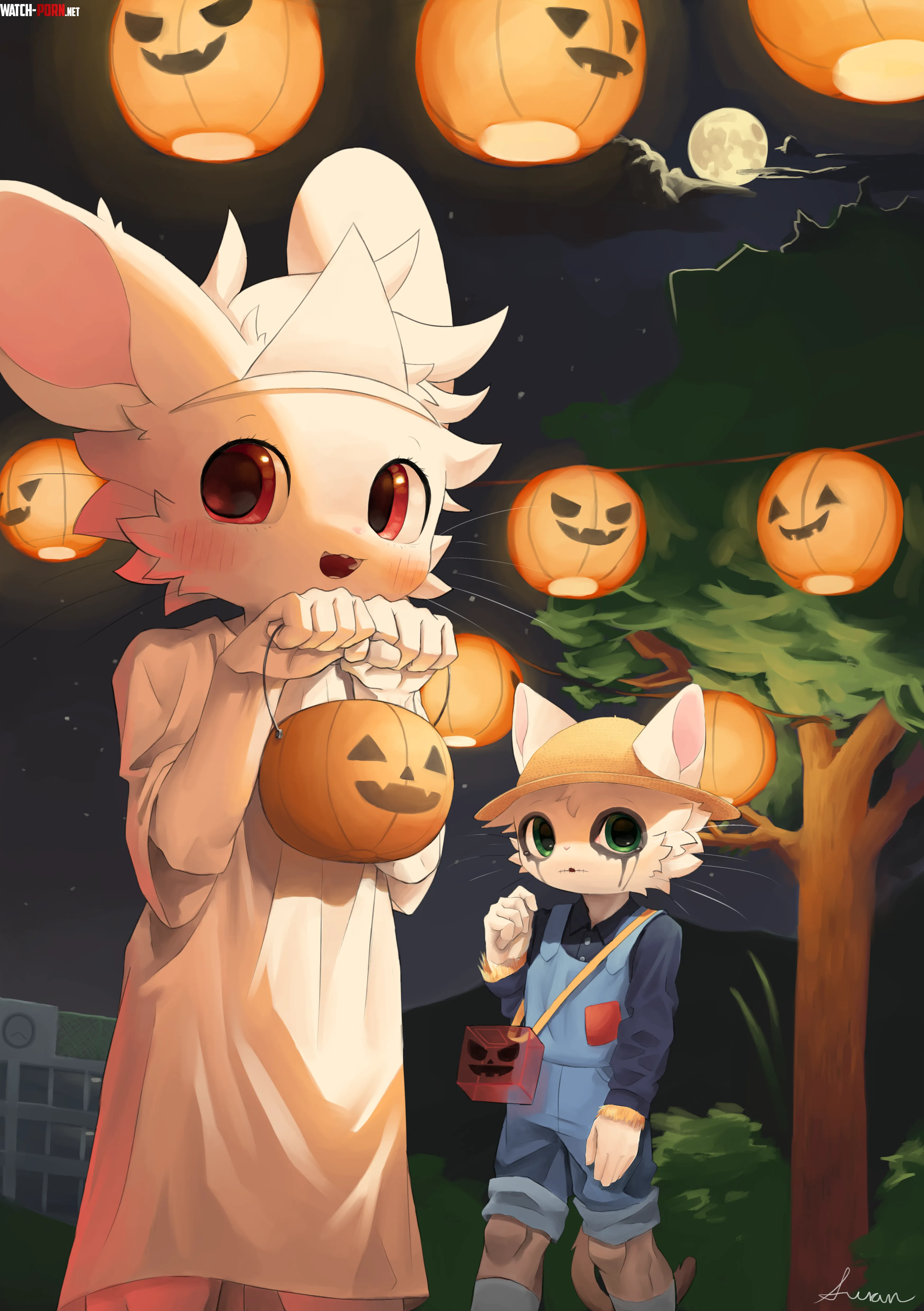 Theres a Halloween event in town the kids are out trickortreating by swandoessns