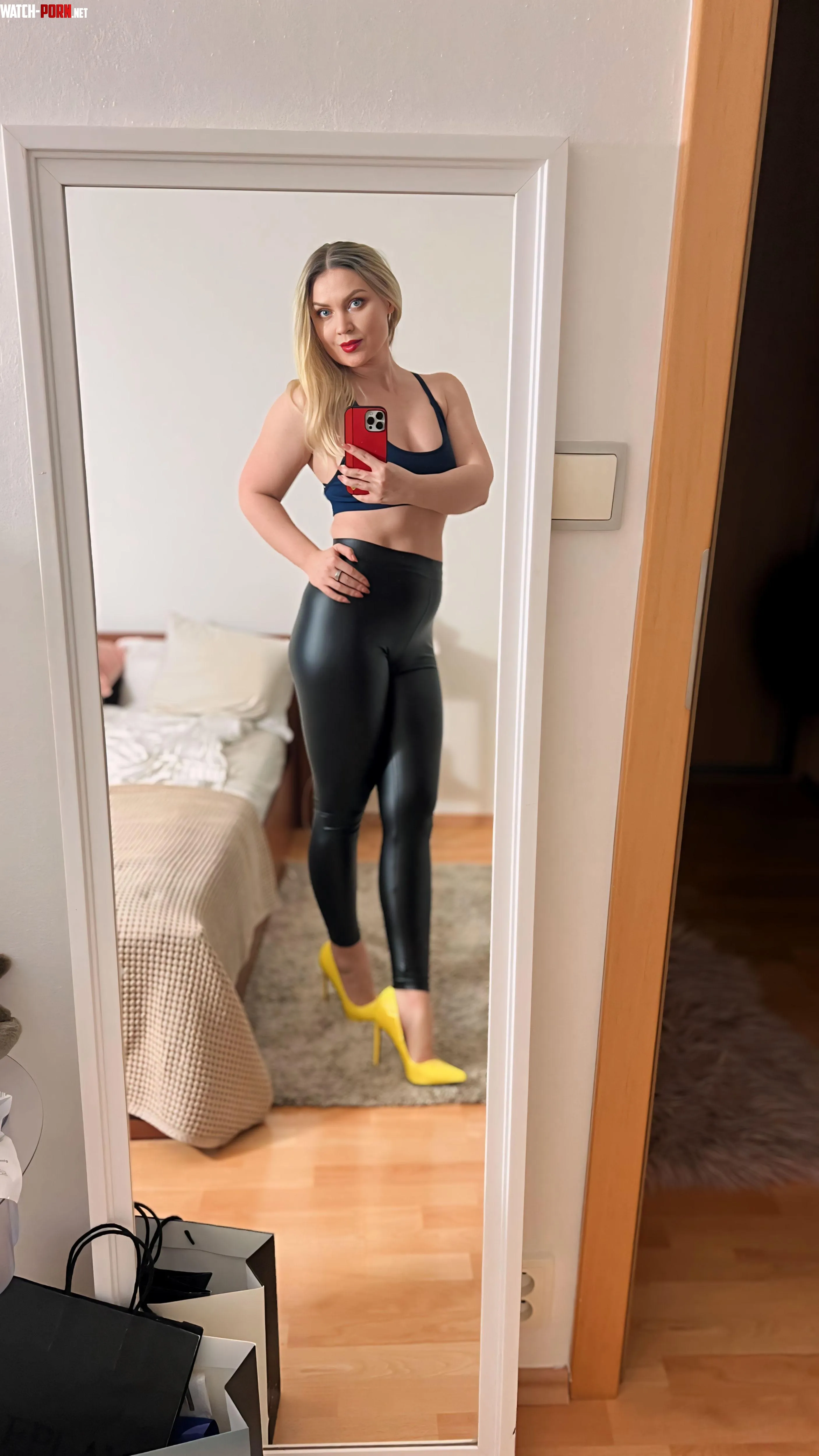 Leather leggings and heels ready for a night out on the town by NataliePauer