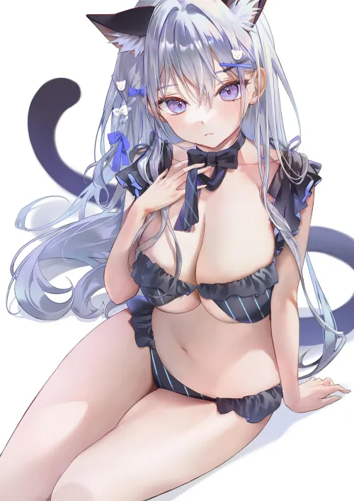 Thumbnail SilverHaired Neko Artwork by CheetahSperm18 in OppaiLove Category