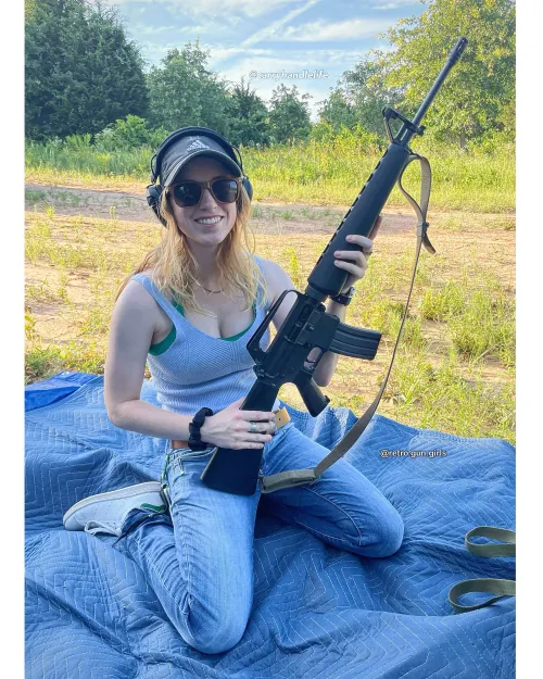 Thumbnail Blonde with Colt Sporter AR15: GirlsWithGuns Category by RetroGunGirls
