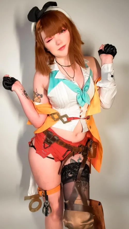Thumbnail Ryza Cosplay with Tiny Pleather Shorts - Ellechu's Sensual Style by many_rats_in_a_coat | NSFWCostumes
