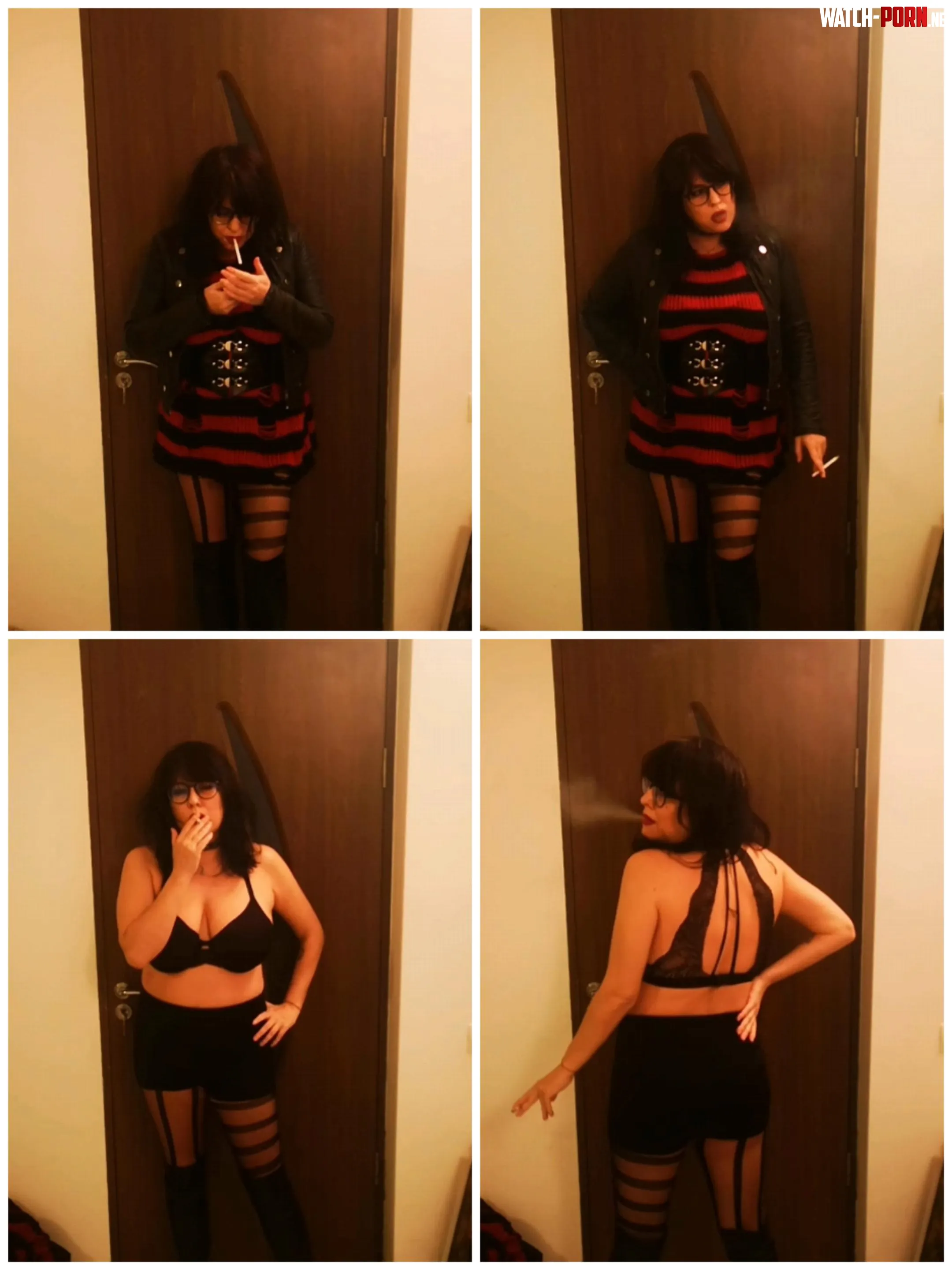 Smoking in leather   by JoJo_Smoking