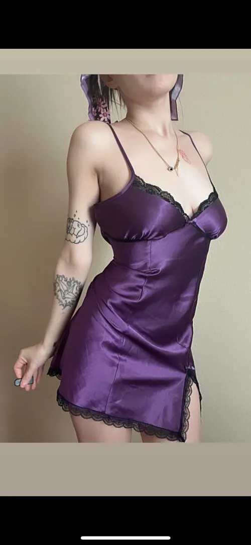 Thumbnail Sensual Elegance: Purple Silk Slip Dress by playgiirrl