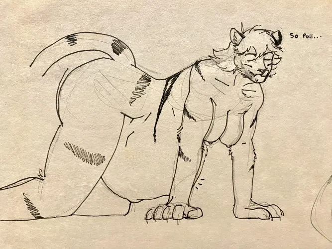 Thumbnail SwampsisterNSFW's OC Ms Tiger Vore Doodle - Intriguing Vore Art