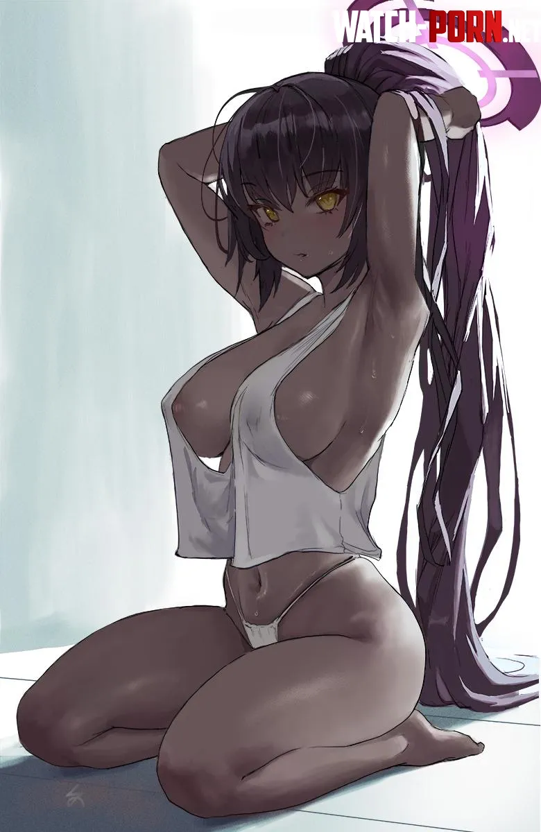 Casually tying her hair by RandomName8448