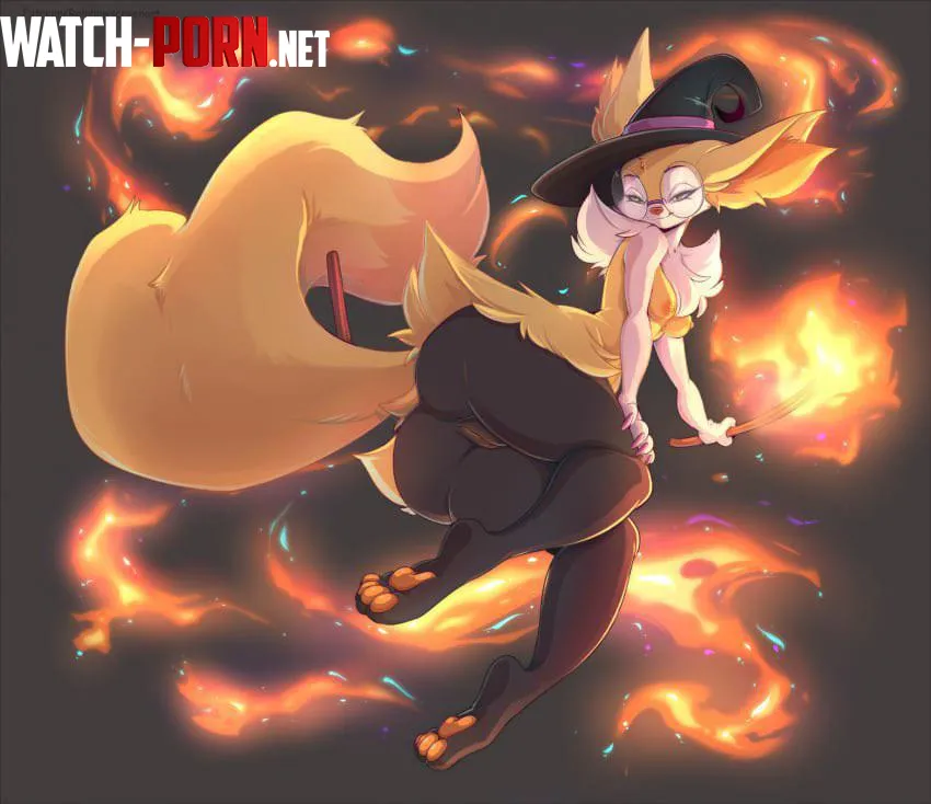 Everybodys favorite witch Braixen RainbowScreen by a_burner_account_lol