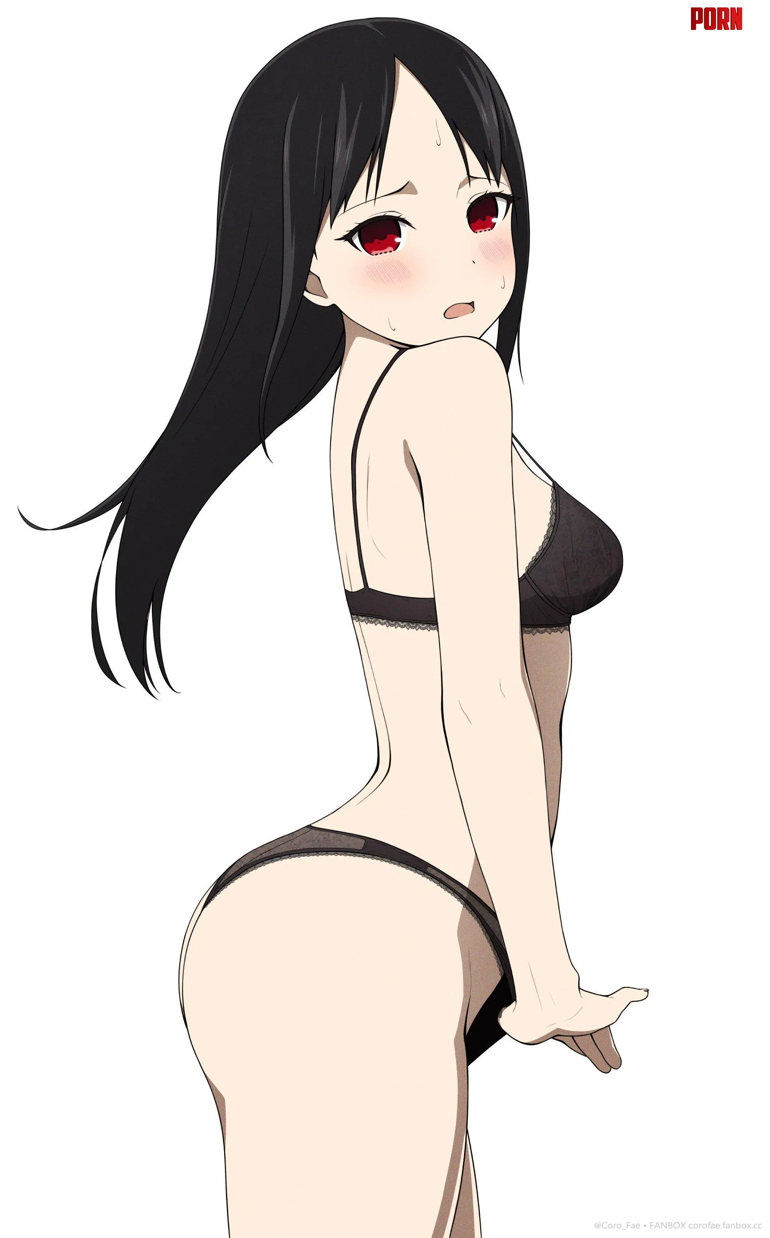 Kaguya Trying On Her Black Lingerie KaguyaSama Love Is War  by Csxc