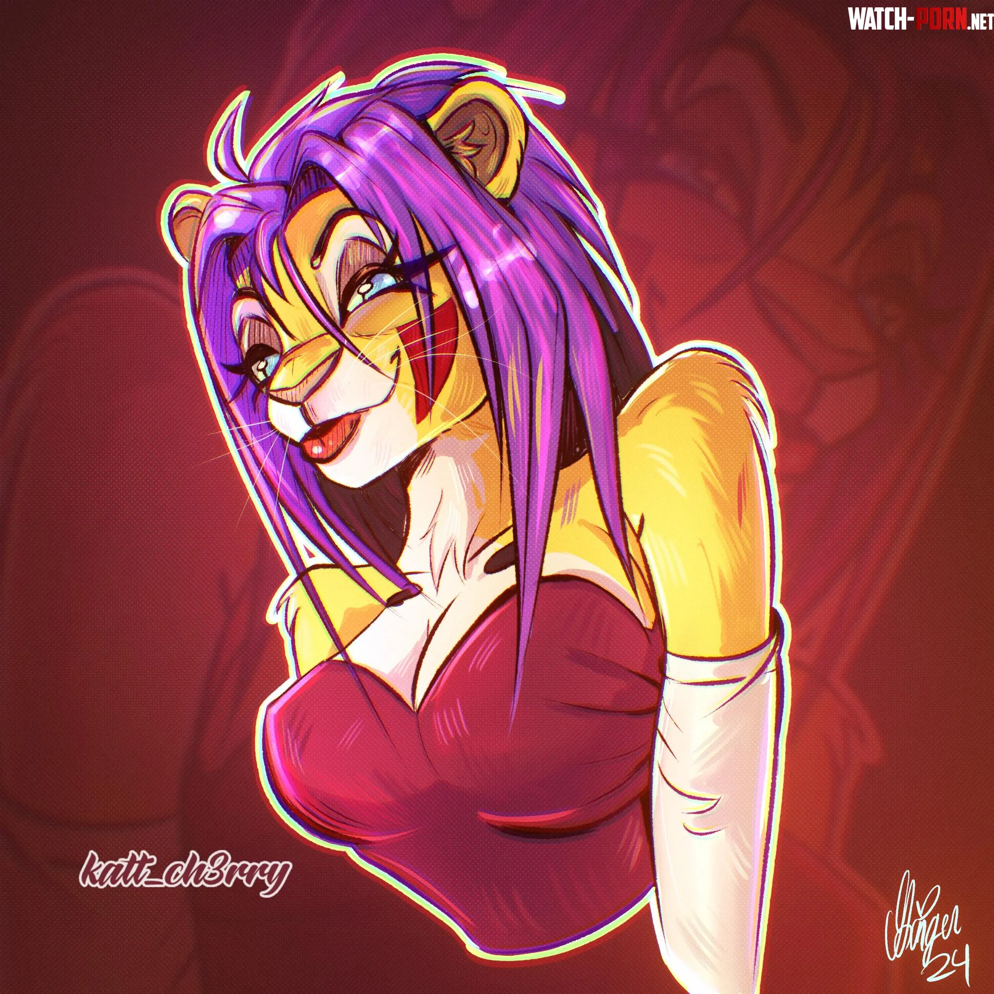 Fanart I drew for Vilaniart of their sassy lioness kattch3rry  by V16ClassyCaddy_art