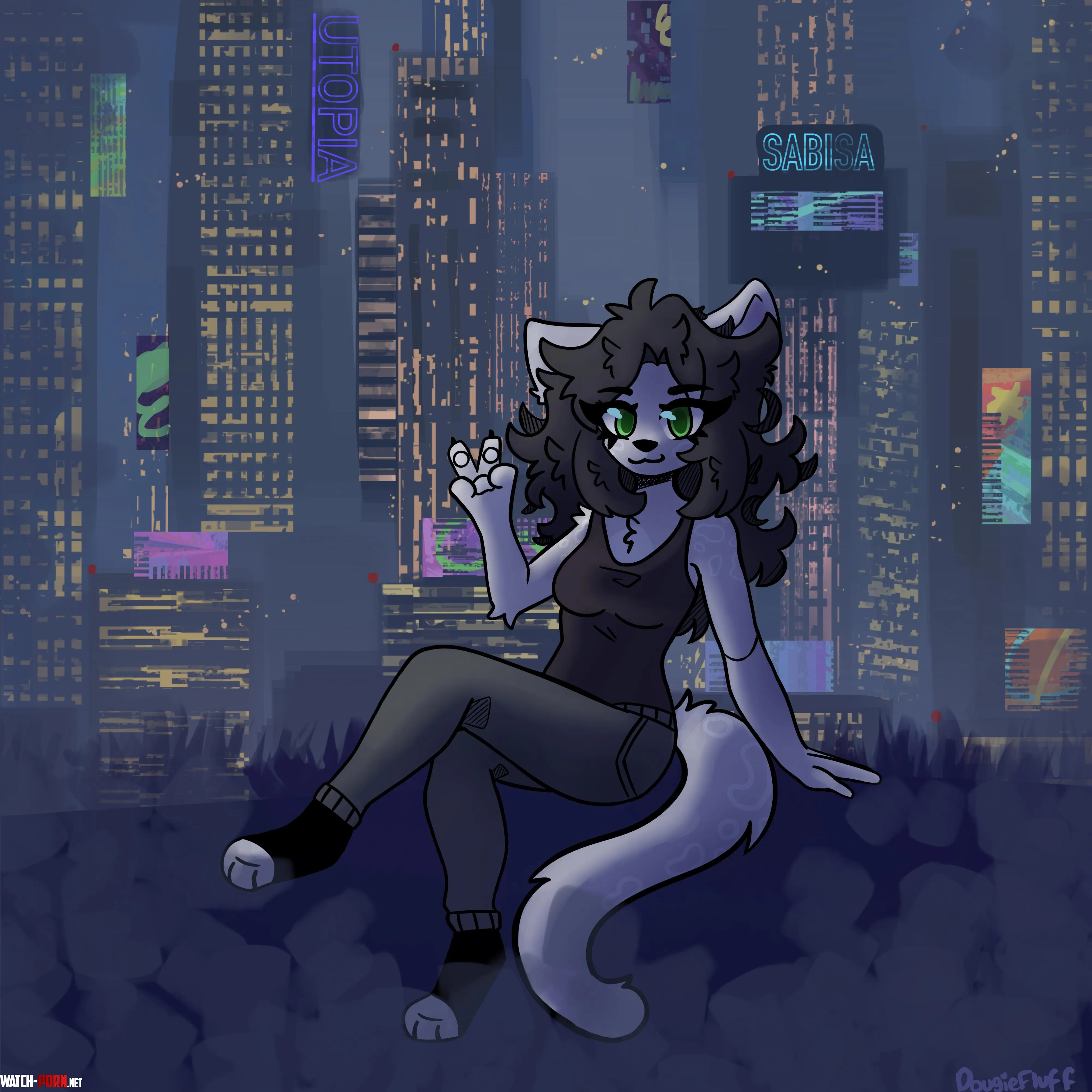 Night time in da city Art by me  by Dougiefluff