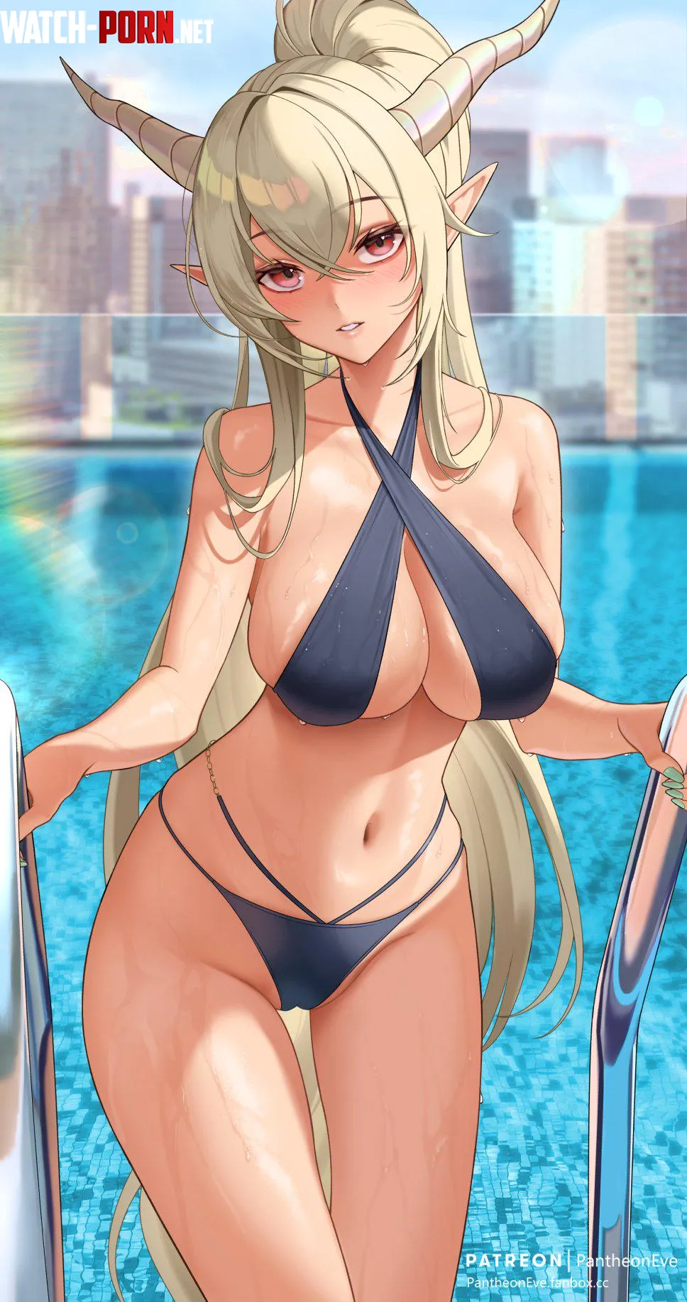 Swimsuit Shining leaving a pool Arknights by marxsander2016
