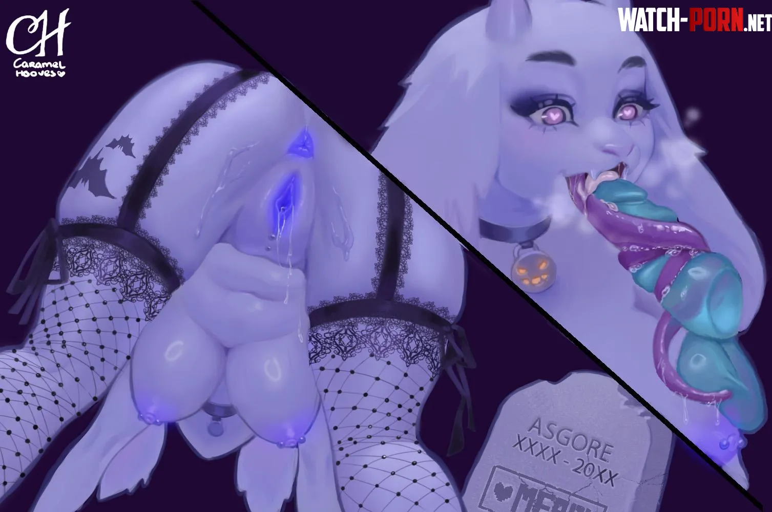 Toriel Goth Toriel visiting Asgore by CaramelHooves
