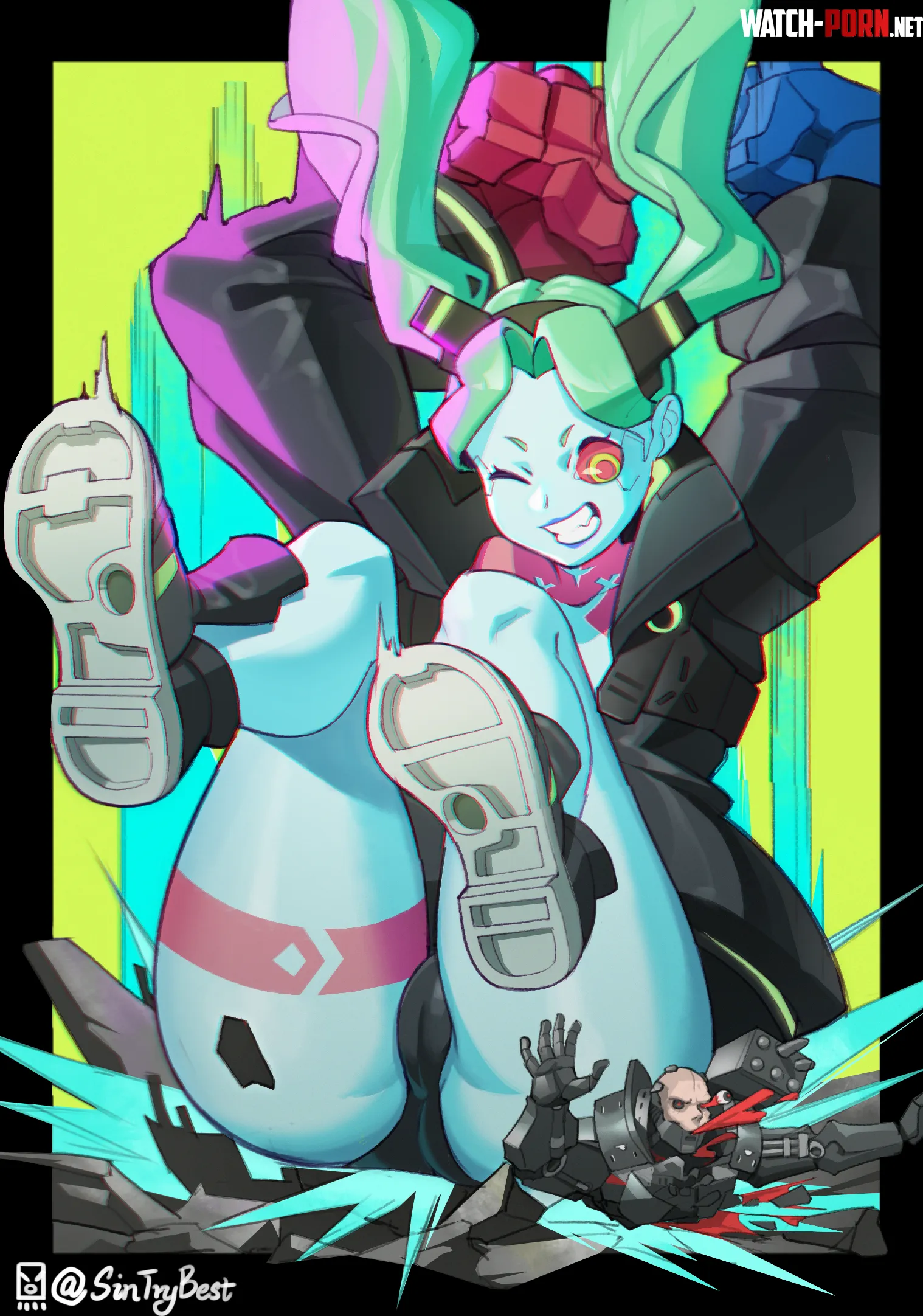 Rebecca smashing Adam by LafterMastr