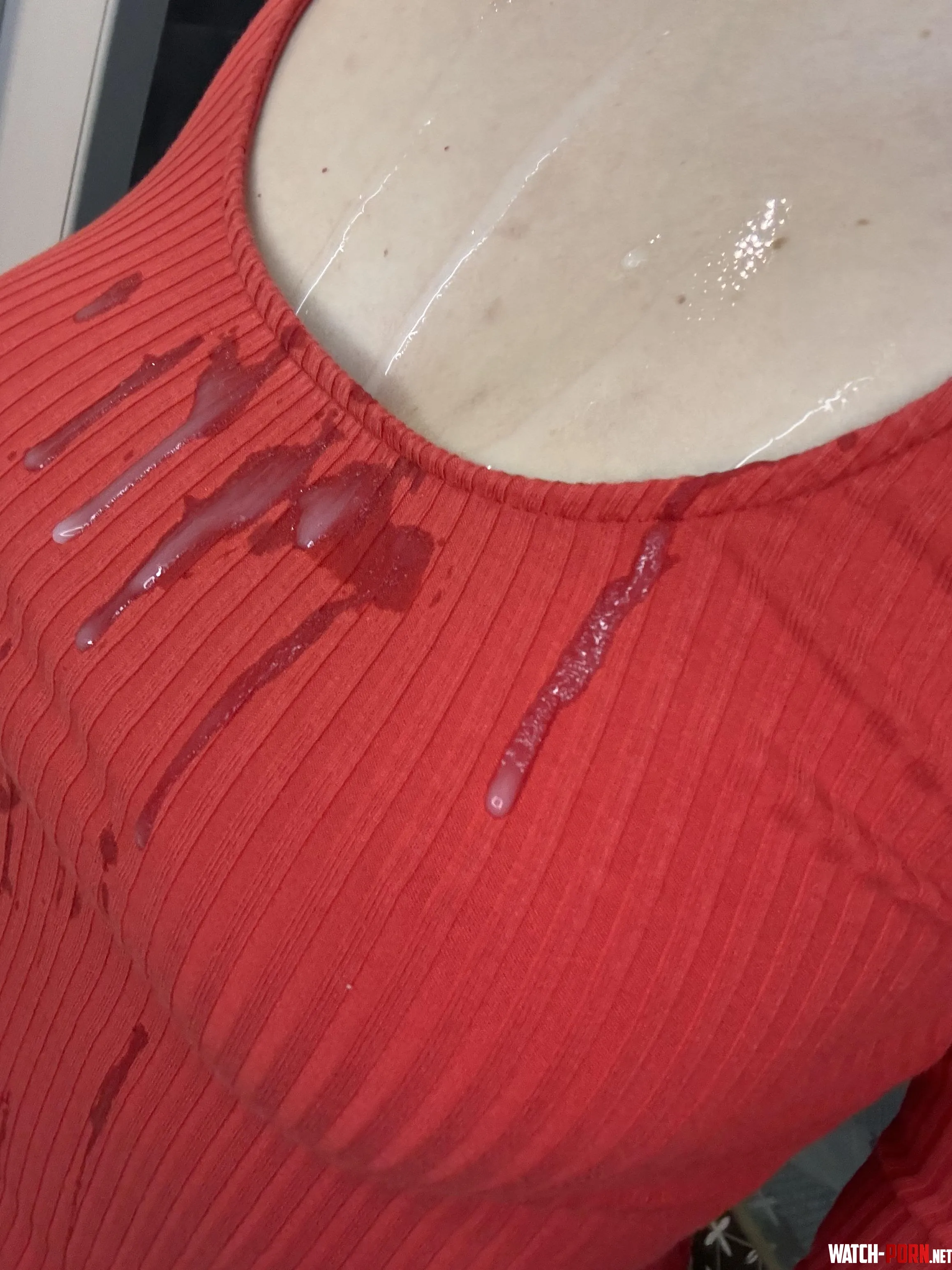 Some cum got under my clothes on my tits by Enincha