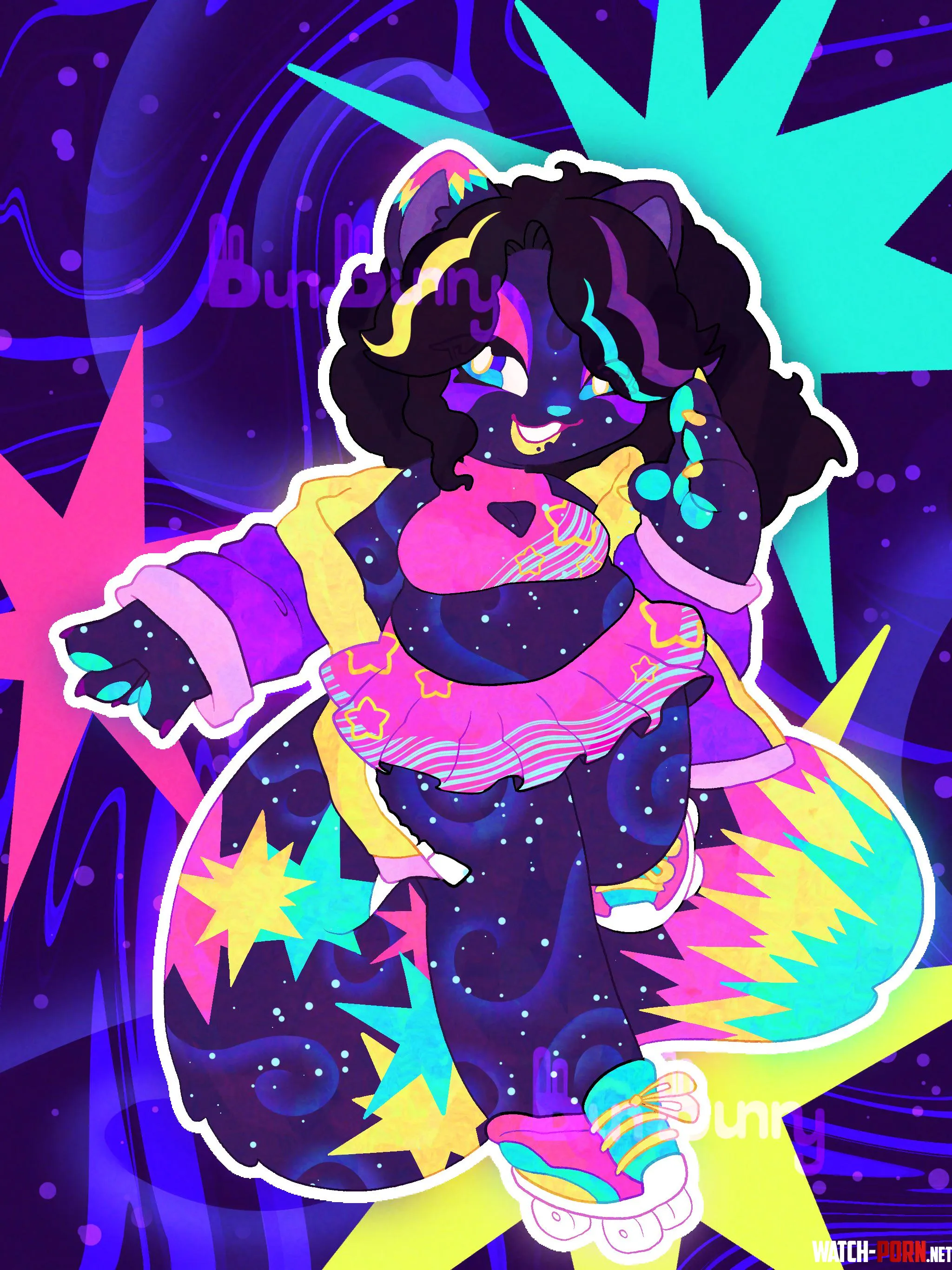 super slay raccon skater art by me 3 by bbun_bunnyy