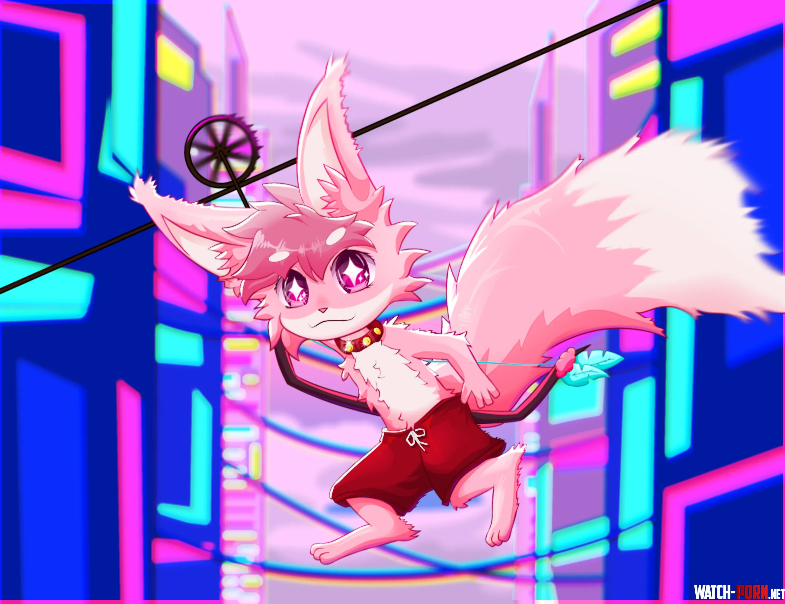 Pink Fox Art by me  by V_Squirrelhunterz_V