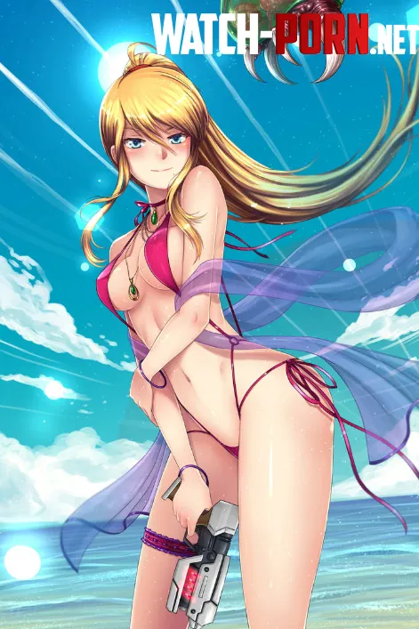 Samus Aran at the beach looking so gorgeous Bounty Hunter by No-Spite436