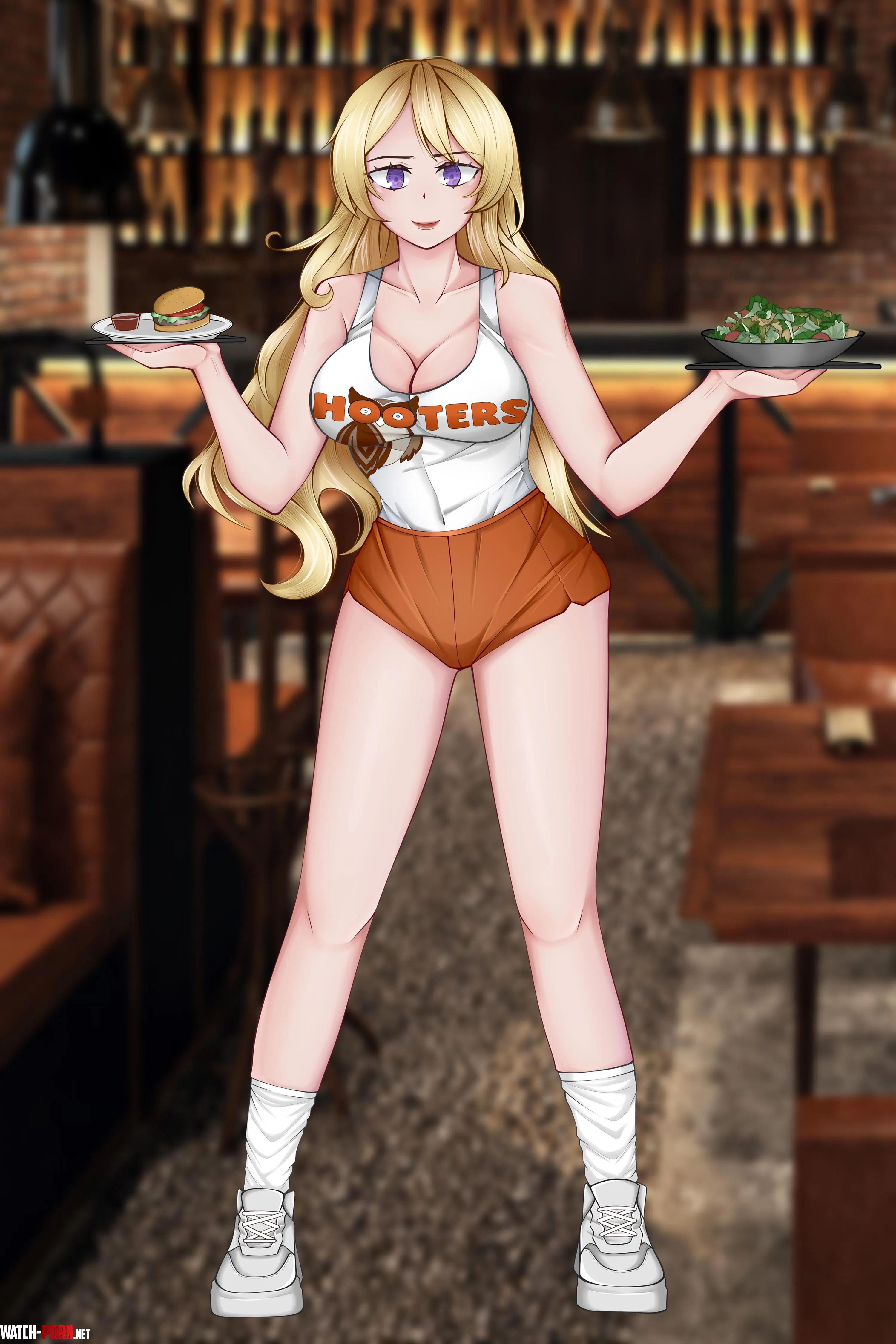 Yang working at hooters aniritache rwby by darkrobbe1