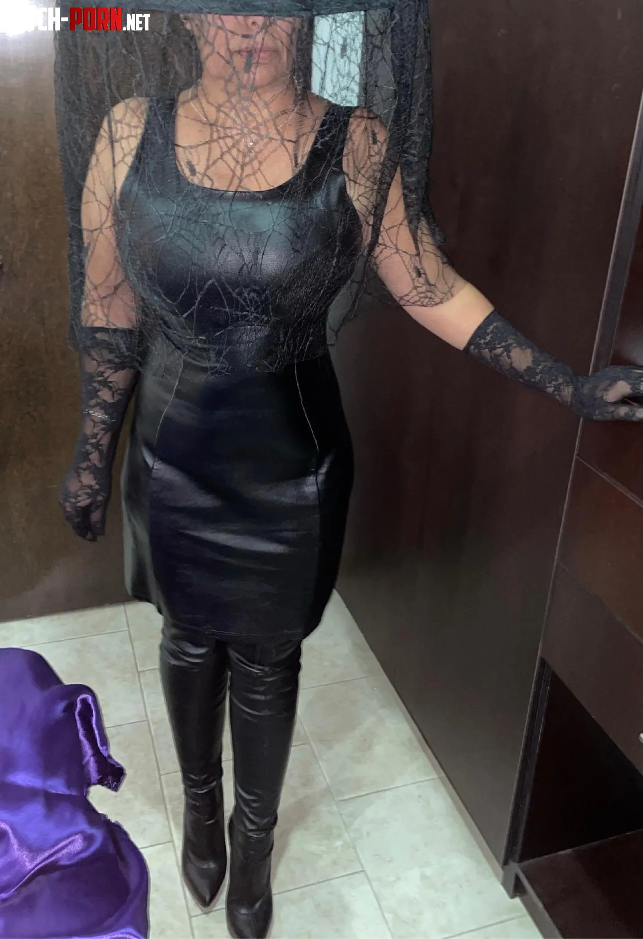 Leather dress by footyfeetishy