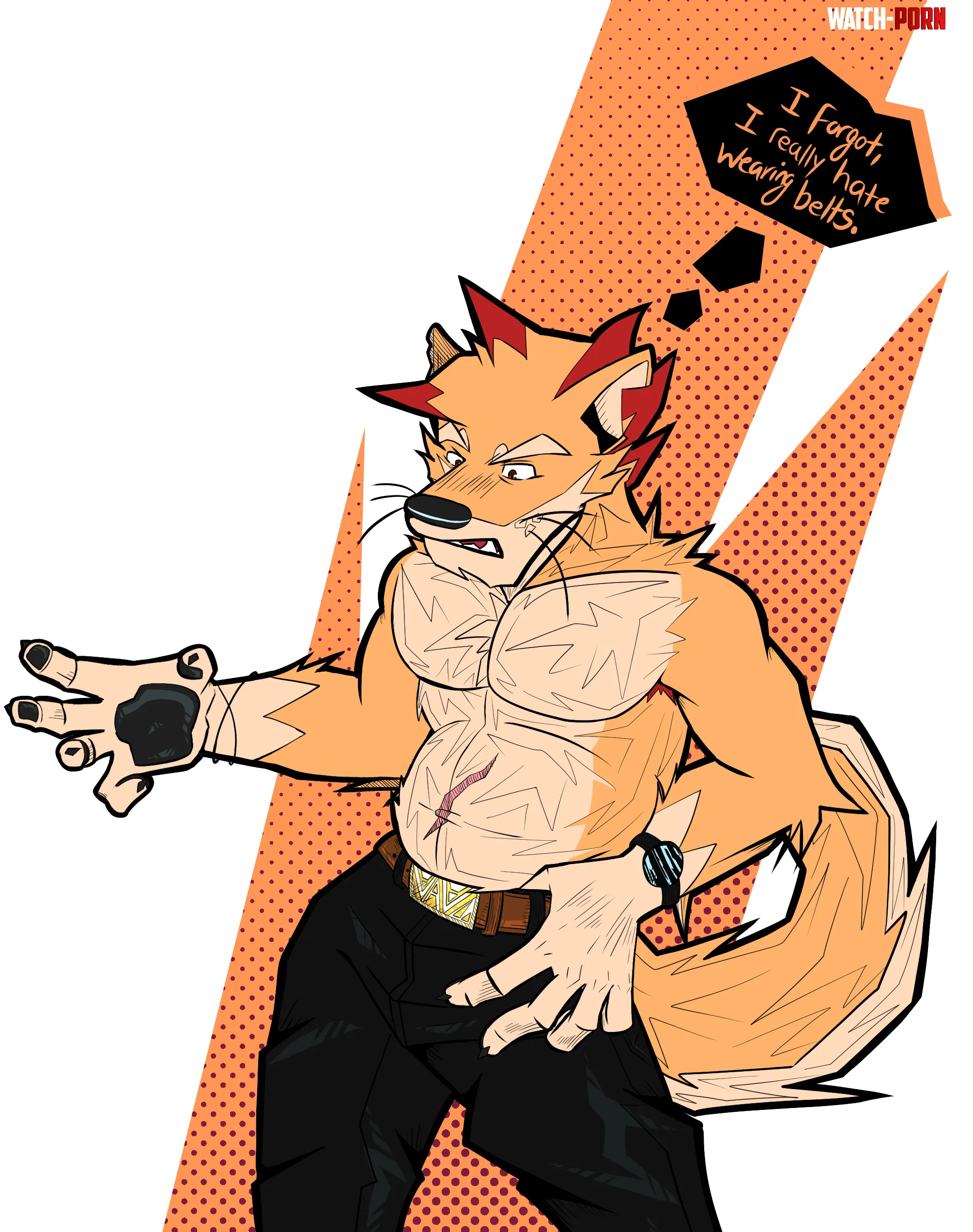 OC Dog Dude Loves Belts by BorkingAce