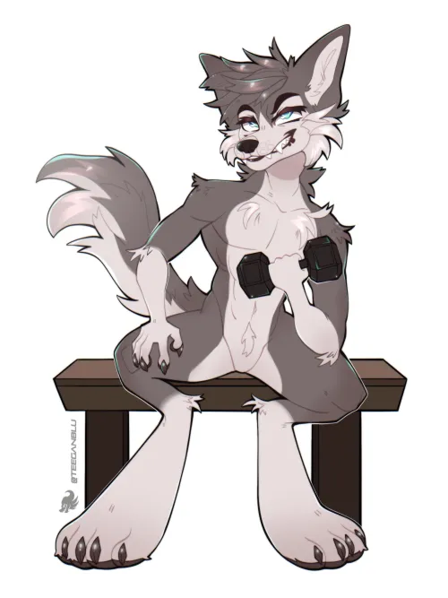 Thumbnail Workout Mode Art by Teeganblu in Furry Category