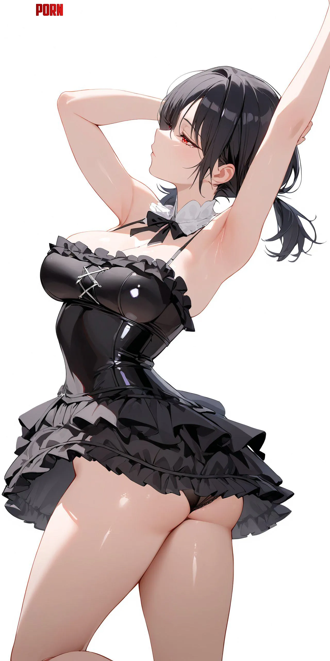 Short Frilly Black Dress  by CheetahSperm18