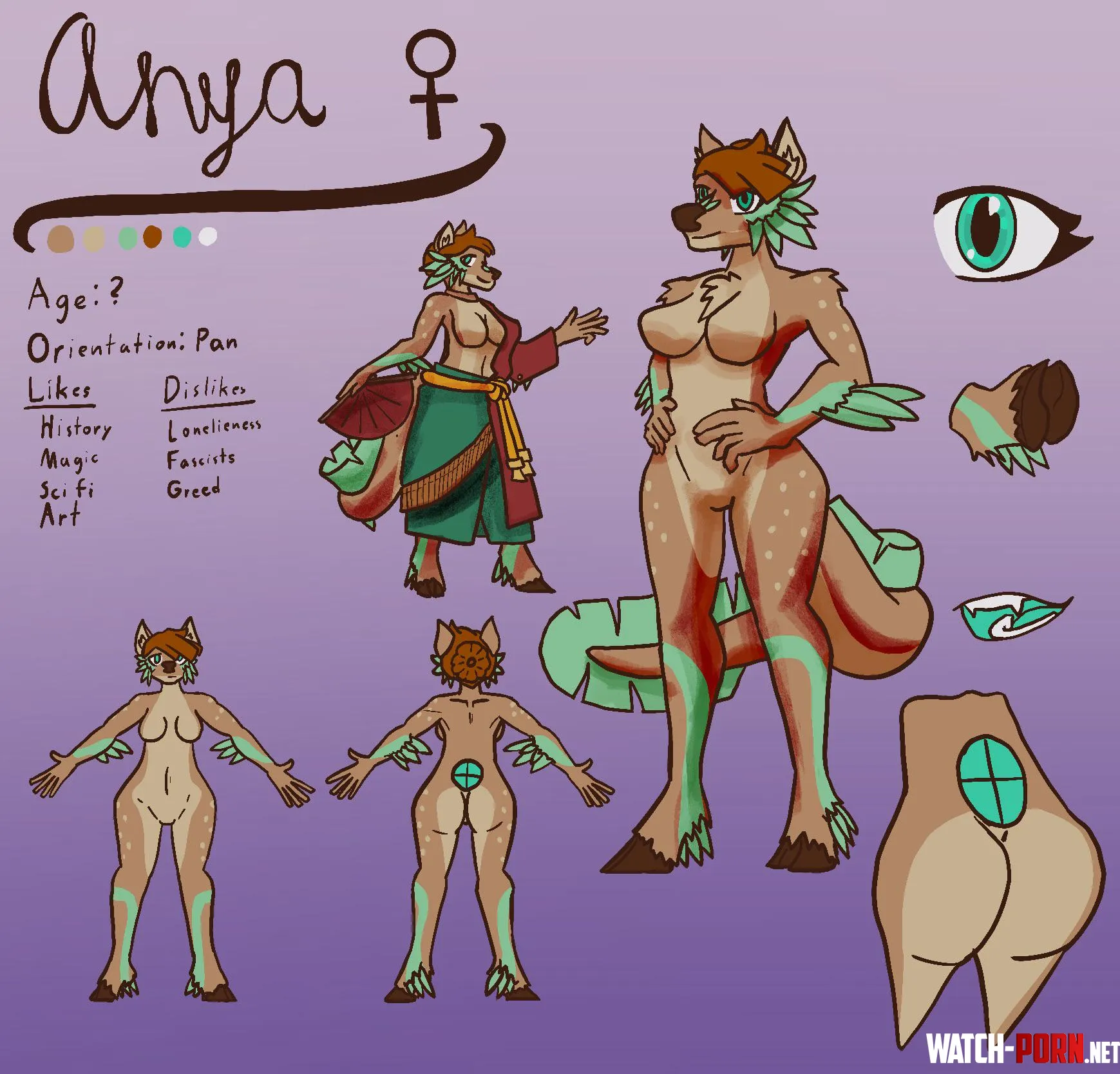 Made my sona a ref sheet Art by me 3 by SulkyHarpy