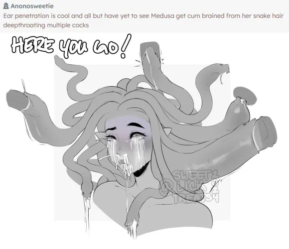 Thumbnail Cumbrained Medusa: Sweetlicktreats by Flappabill | MonsterGirl