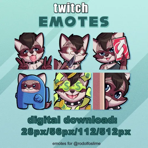 Thumbnail Unique Twitch Emojis for Furry Fans by rodolfoslime
