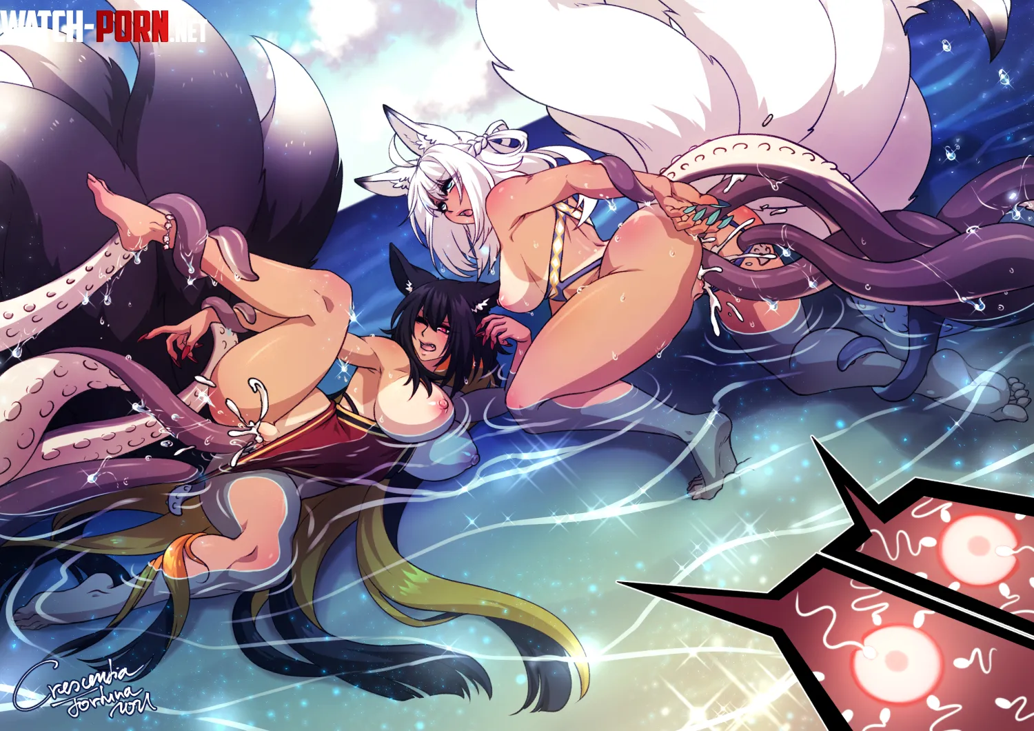 Fox girls impregnated by tentacles by MeanVampire