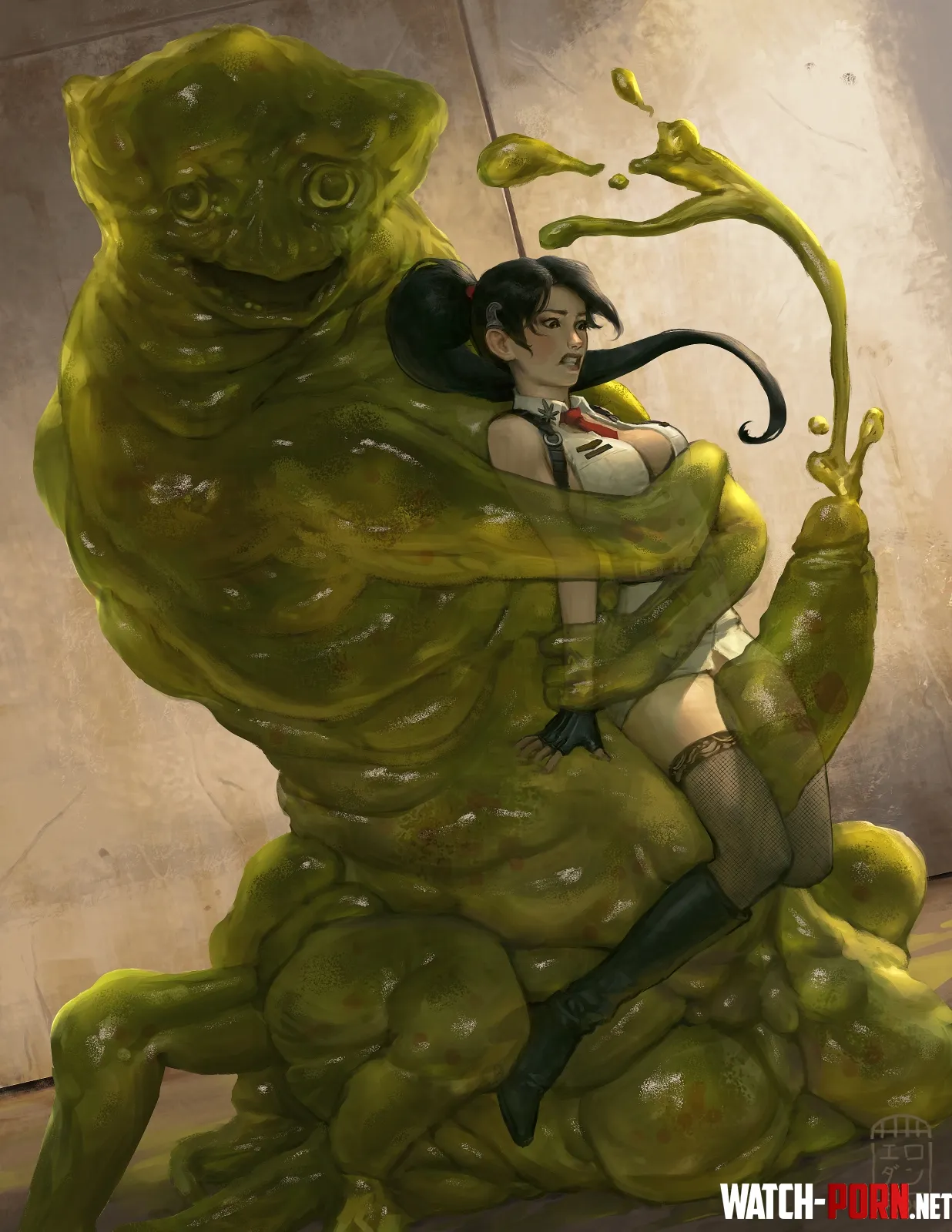 Momji x blob monster Erodun Dead or Alive by EnigmusPrime