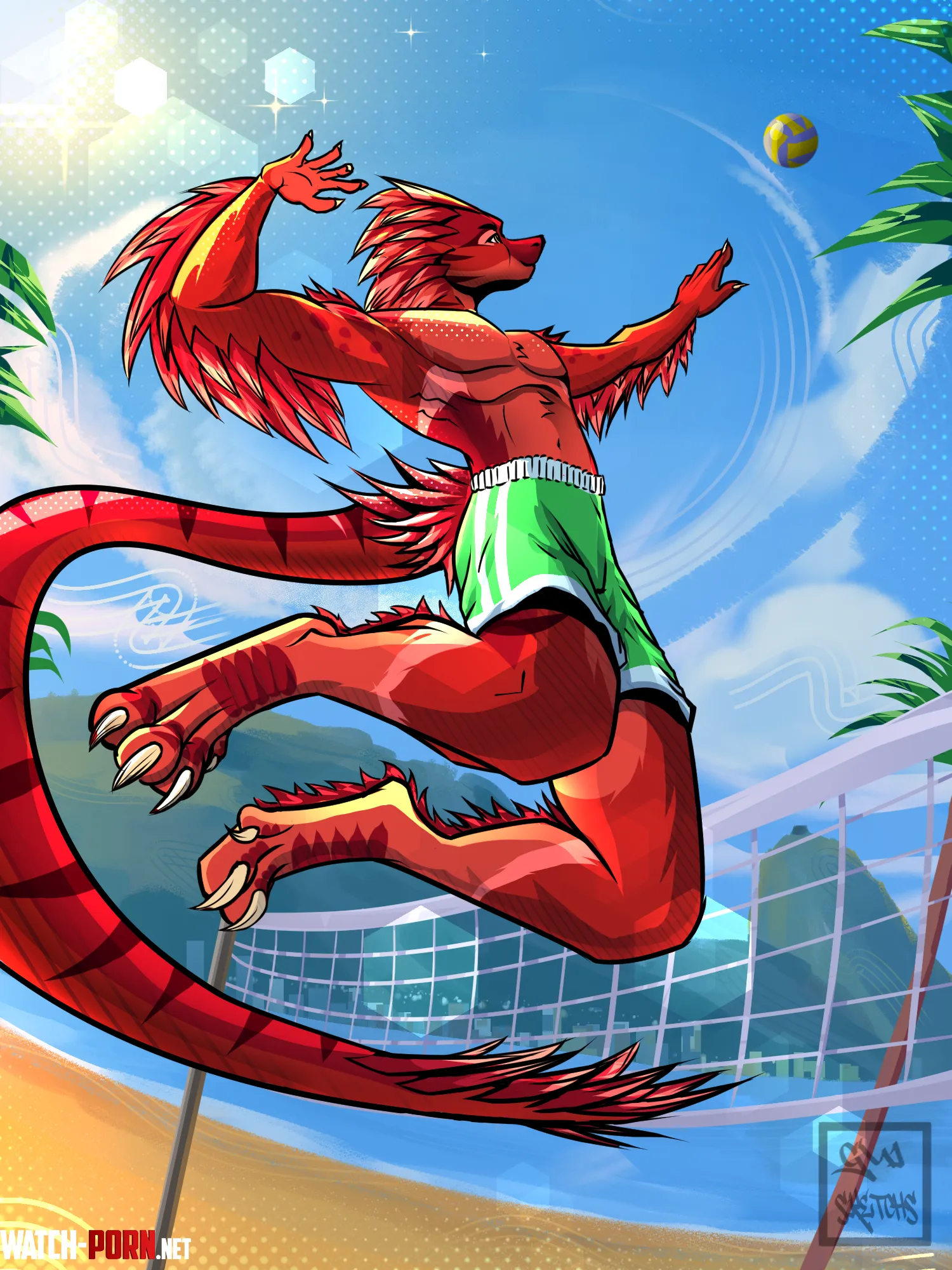 Volleyball time Finished Illustration comm for Pev By Me by gui_sketchs