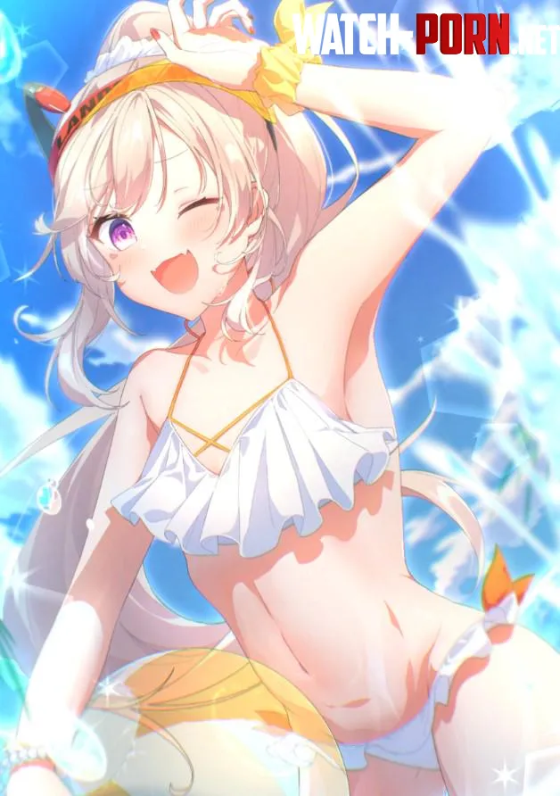 Cute komori playing beach ball wearing frilled bikini vnea 369 by No_Pair4181