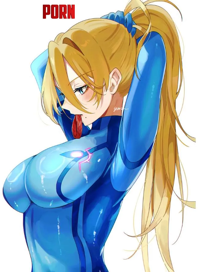 Samus aran looking great in blue bodysuit yasaikakiage metroid  by bustydaisysecrett