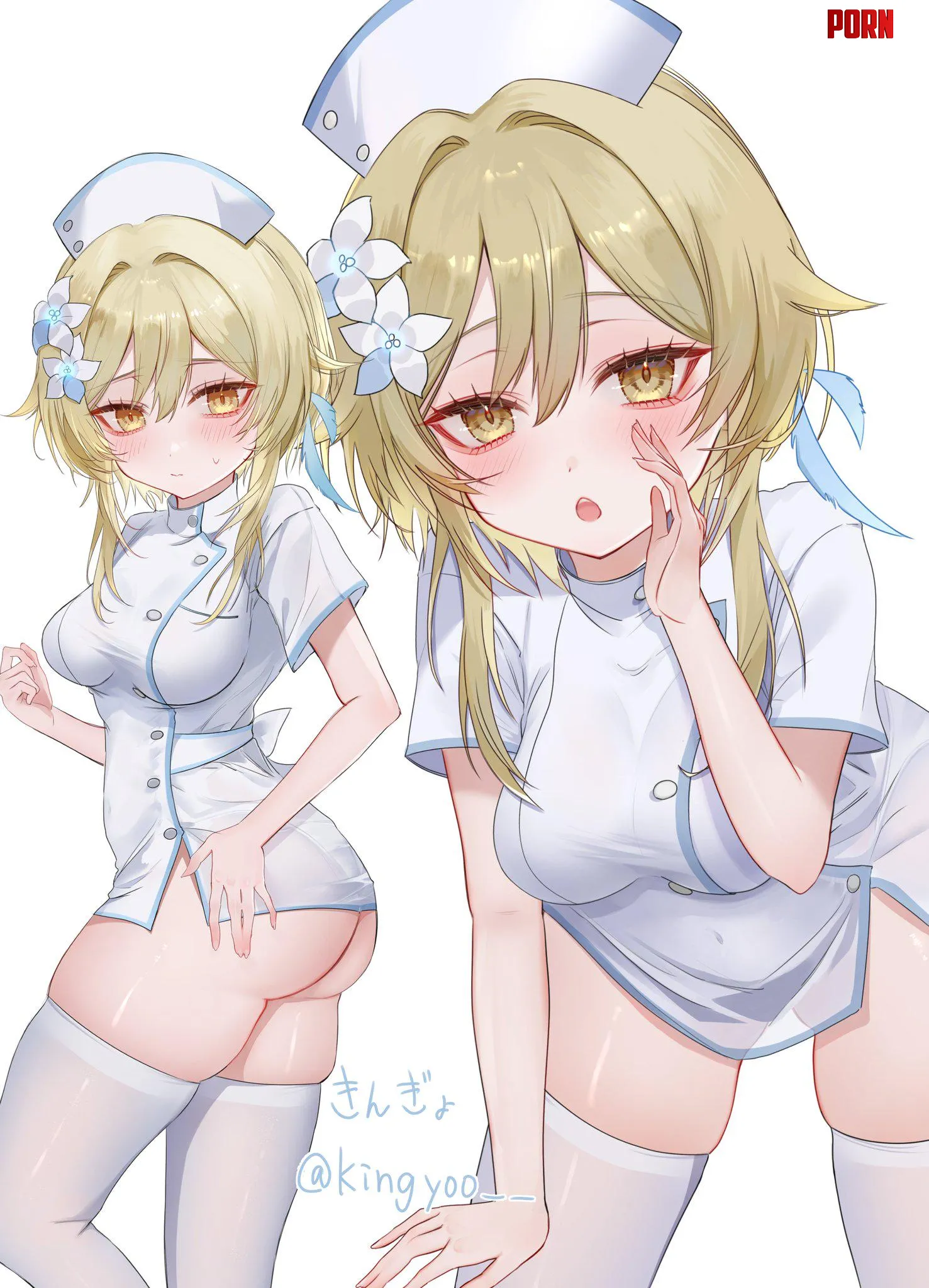 Lumine dressed as nurse Genshin Impact  by destinyherowolf