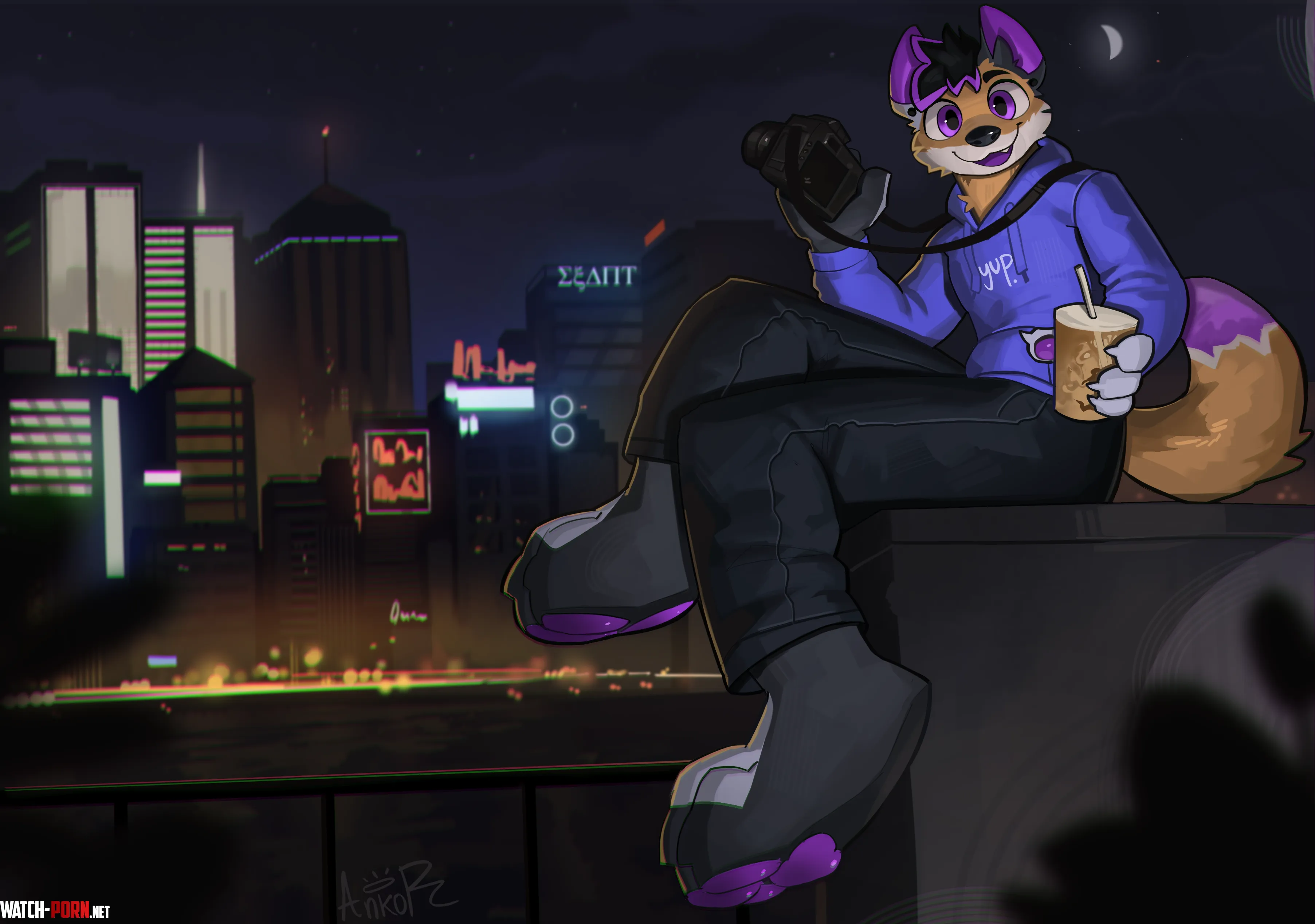 Just hanging out in the city AnkorTheWolf by ScrambleFox