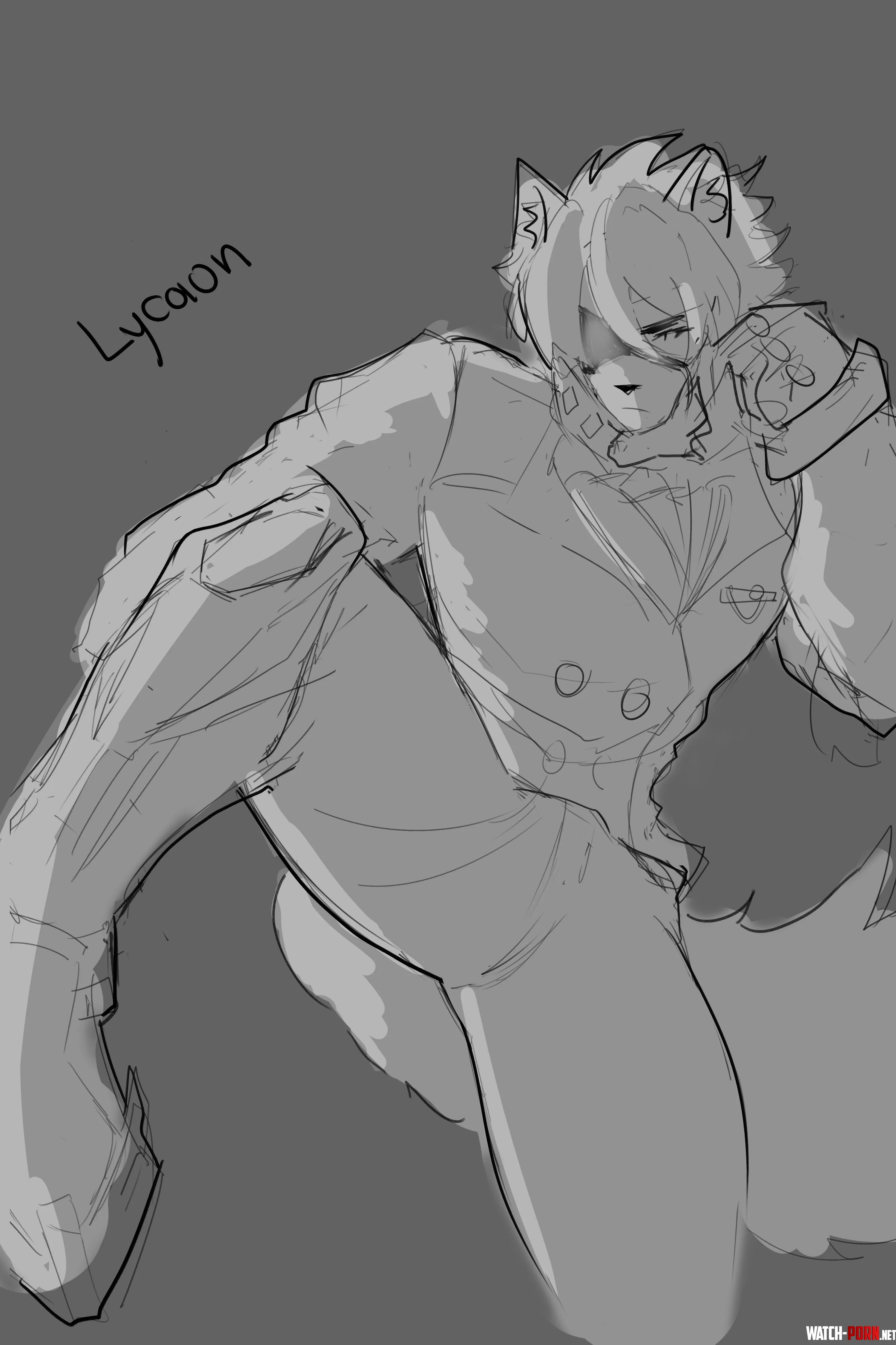 Lycaon sketch Im hesitating whether to finish it  by me by IsKarencini
