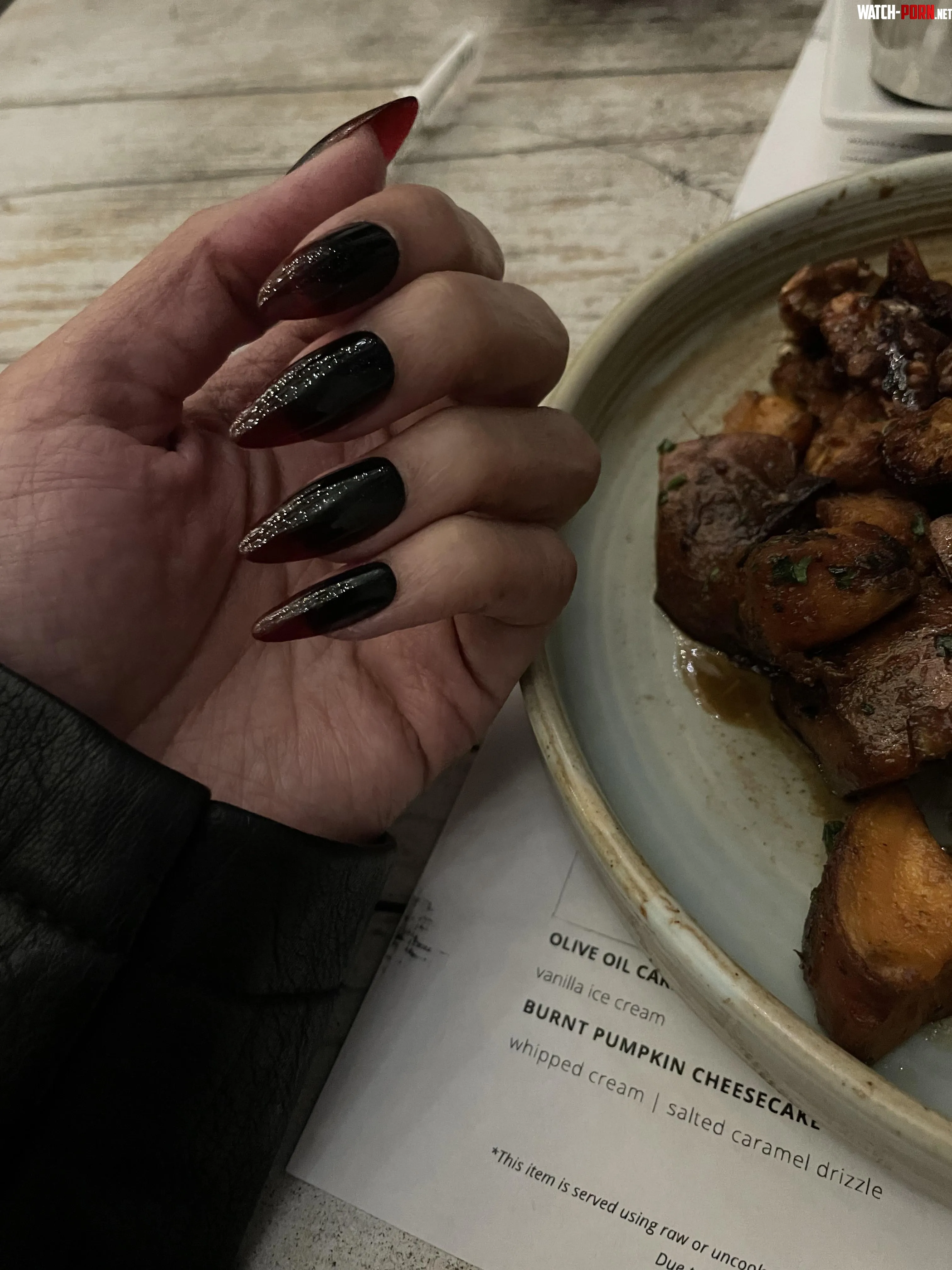 Whats better than stiletto nails and a vampy nail color  by Philosopher-Alone