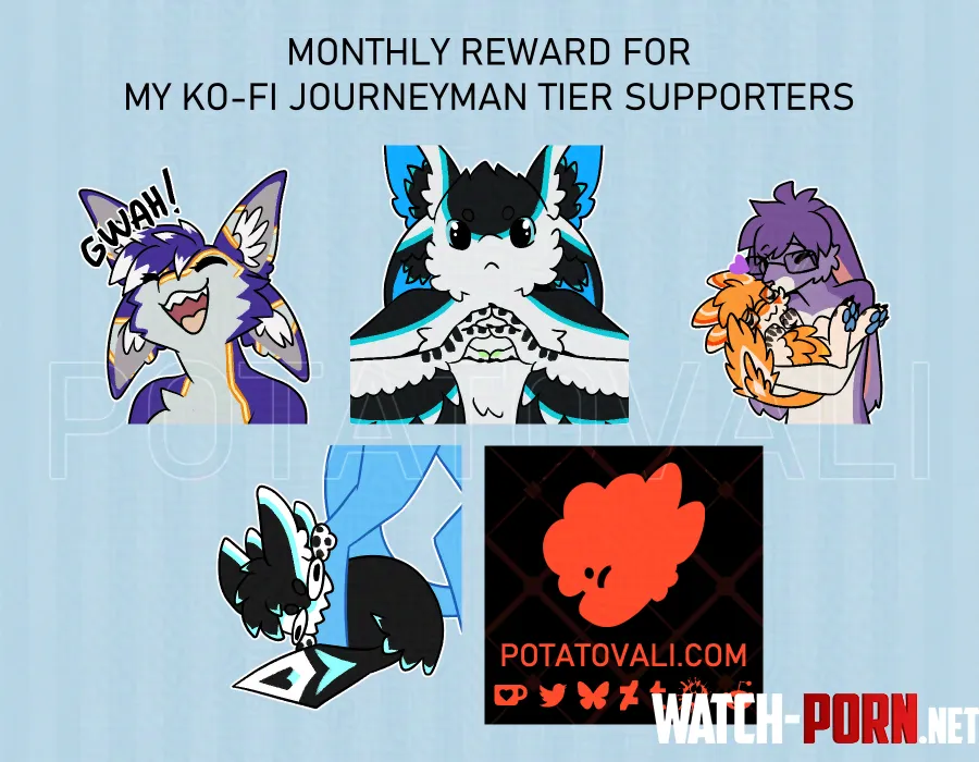 Monthly sticker reward for my kofi supporters Art by me by Potatovali