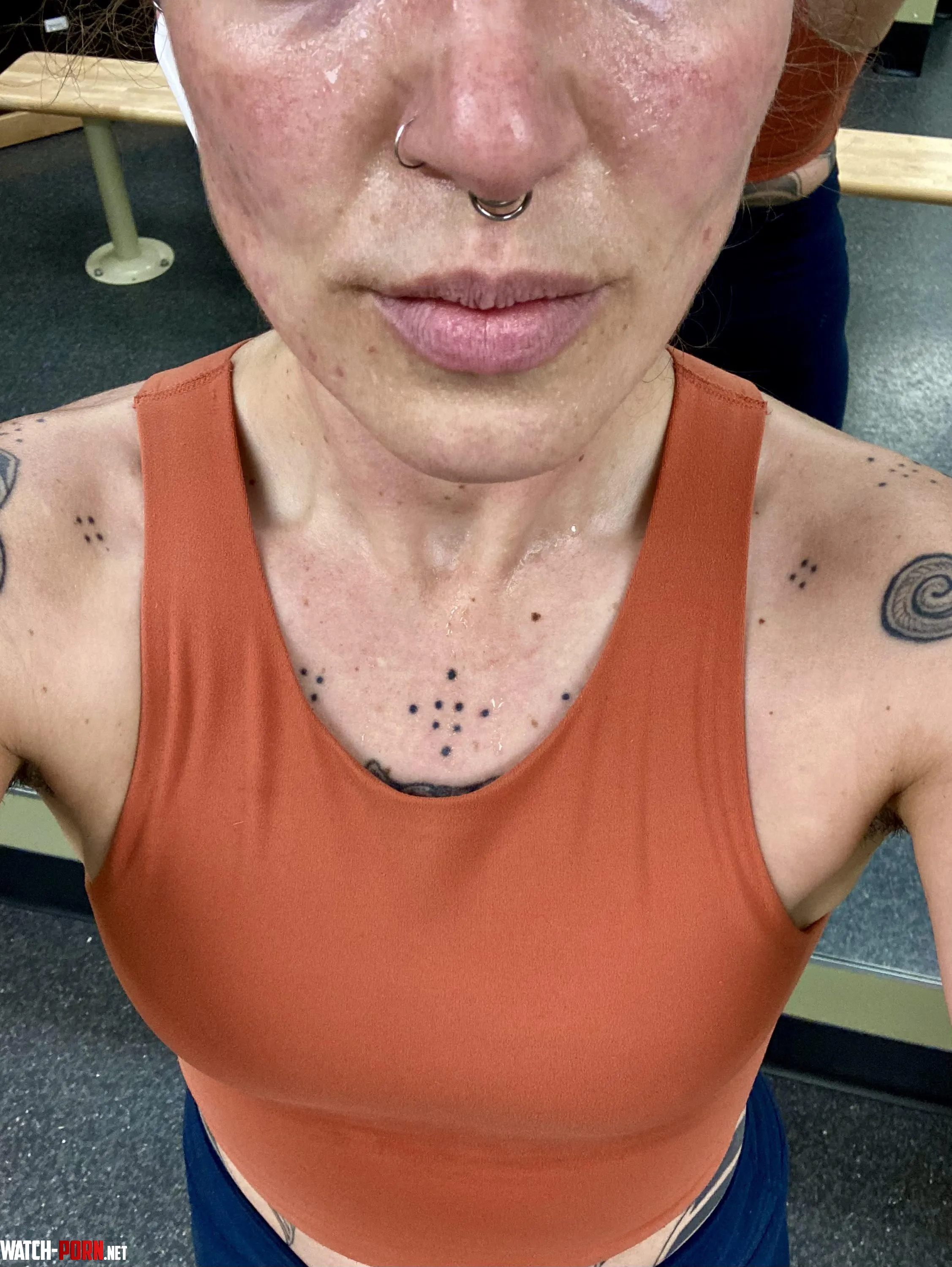 Red faced and dripping sweat by hallux-valgus-vixen