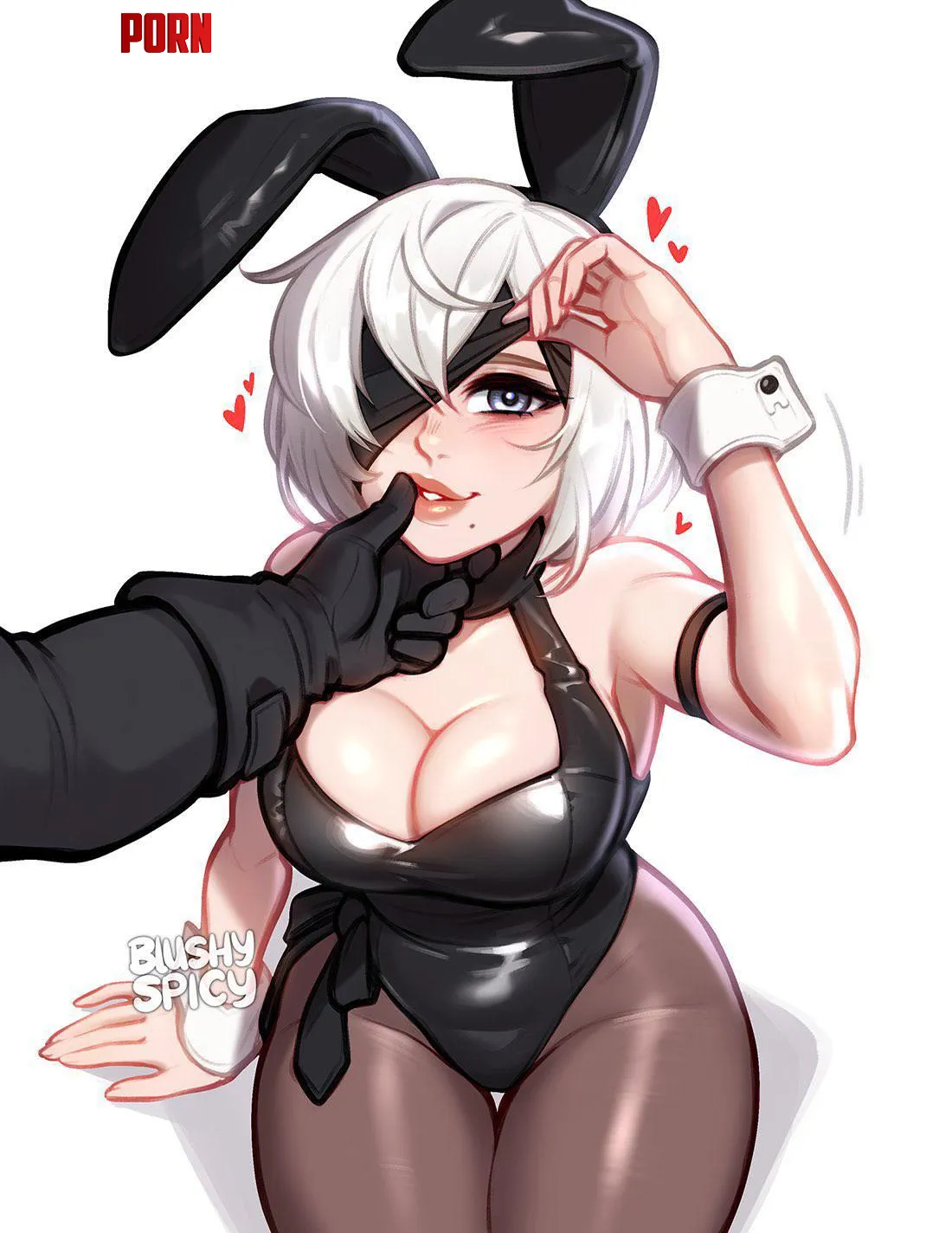 2B in a adorable bunnysuit NieR Automata BlushySpicy by a_burner_account_lol
