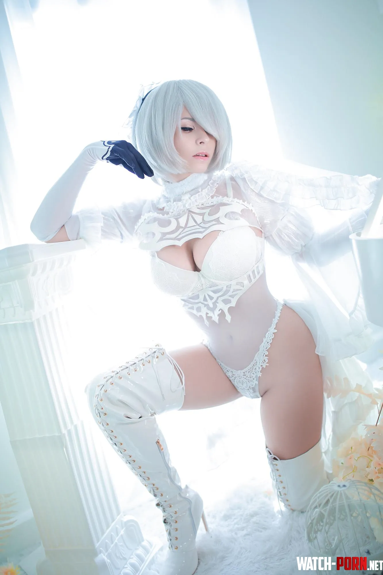 White Bride 2B cosplay by Yuna Kairi by YunieSunshine