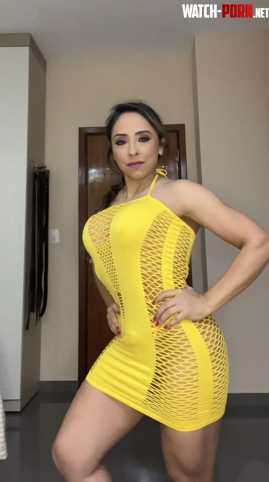 Feeling like a ray of sunshine in my tight yellow dress by girlypinkyx