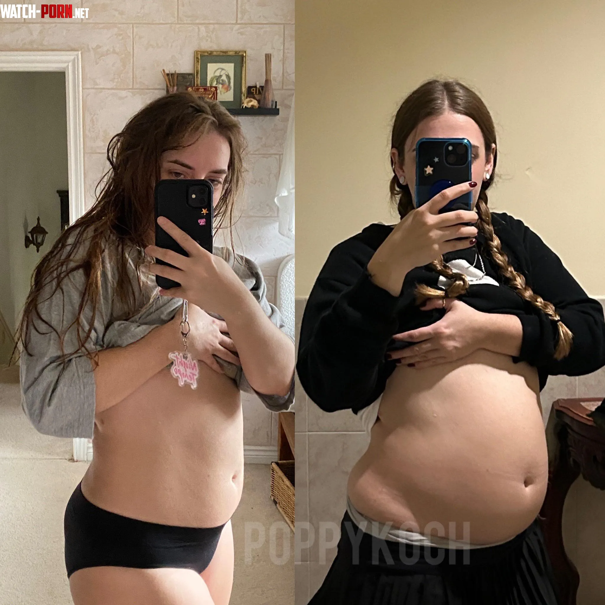 Empty belly VS stuffed FULL of dumplings  by PoppyKoch