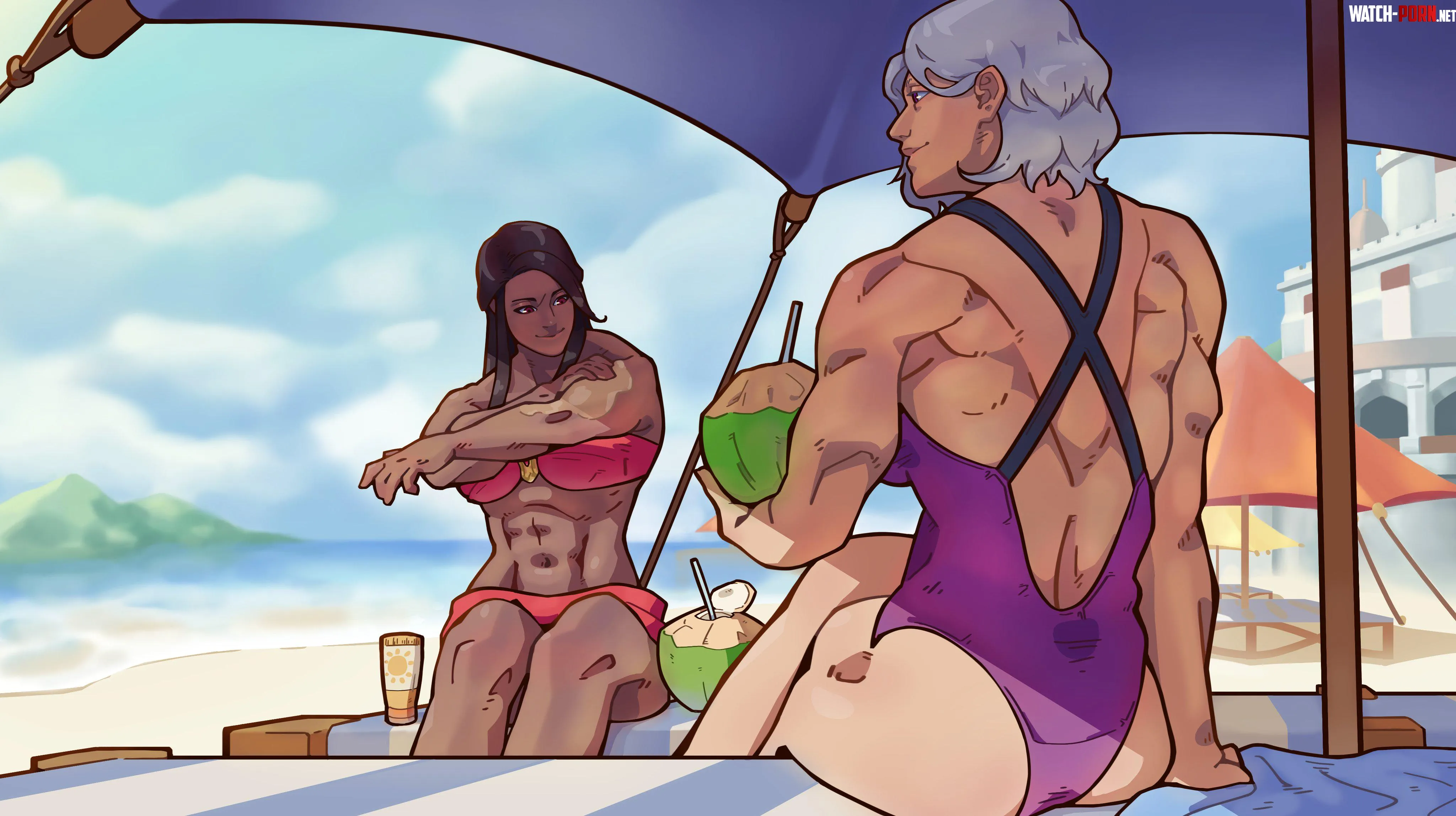 Rose and her friend at the beach KenjiUz Final Fantasy XIV by EroMestre