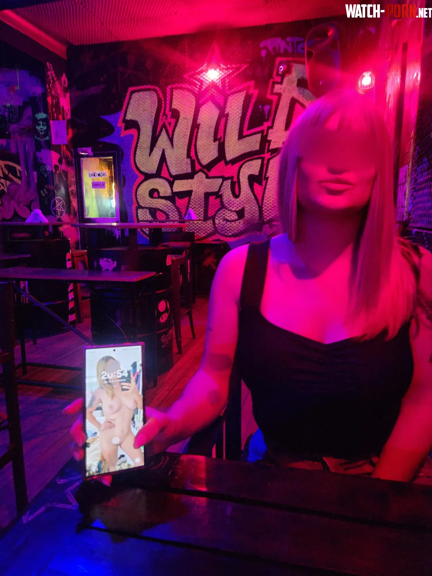 With my naughty lockscreen in a bar by gfandbfhot