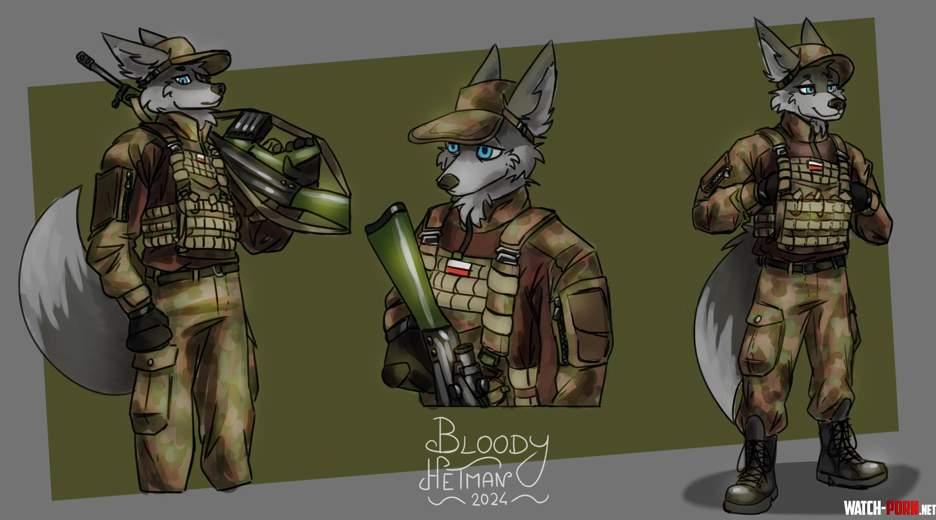 Military style poses with my gear as a drawing practice art by me by BloodyHetman