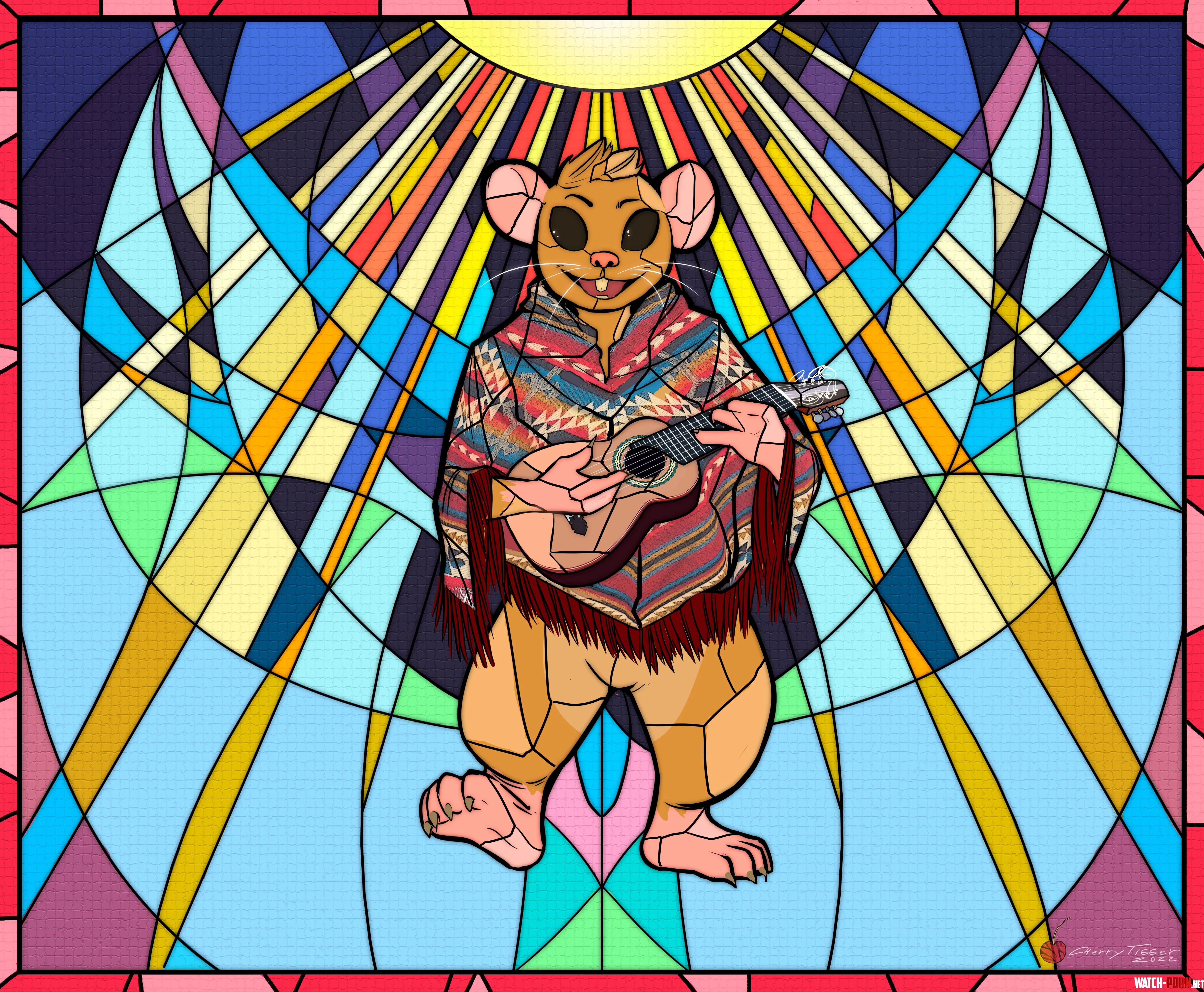 Stained glass vibes with a ukulele art by me cherrytigger by cherrytigger