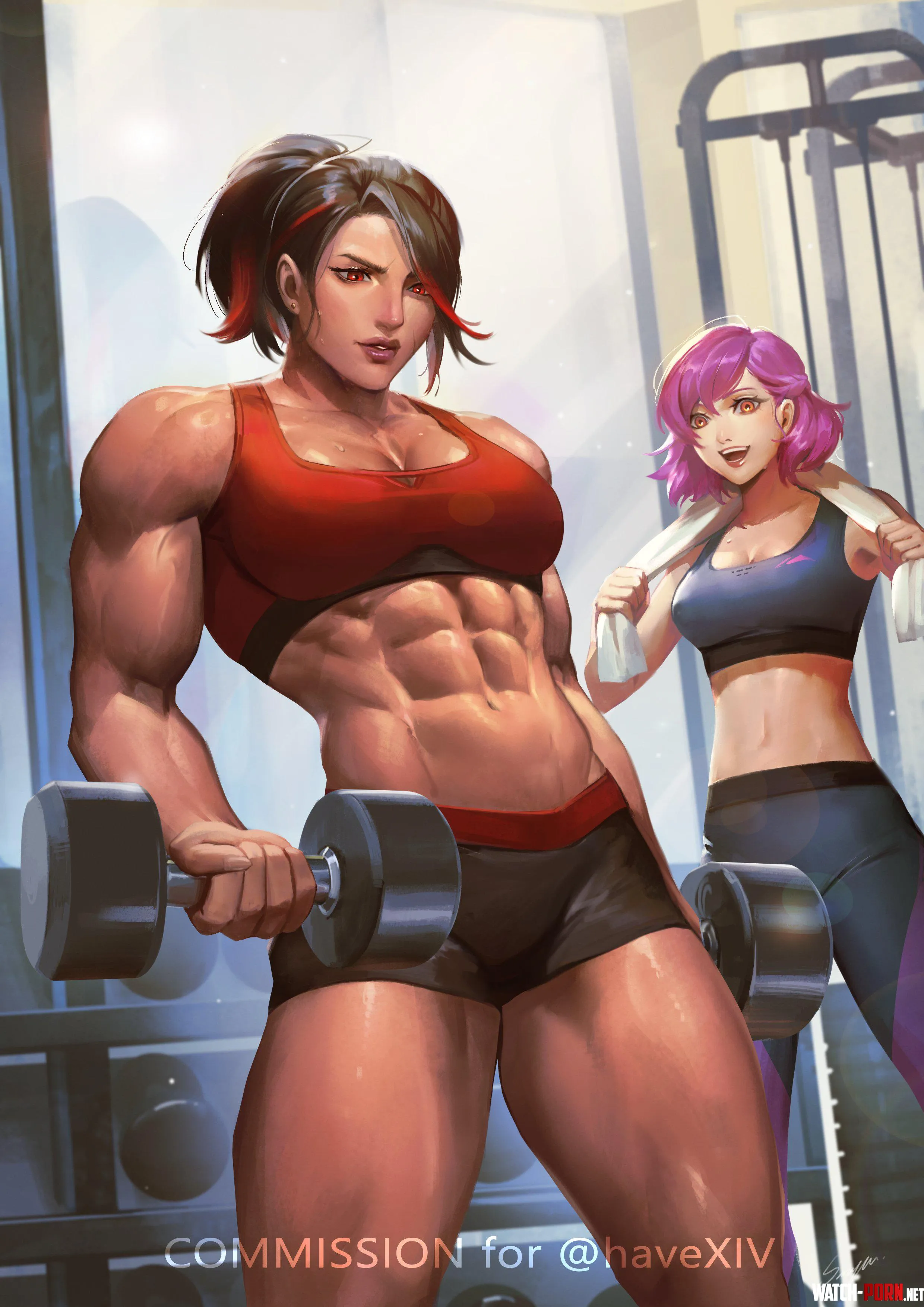 Rose working out with a friend SARIYA Final Fantasy XIV by EroMestre