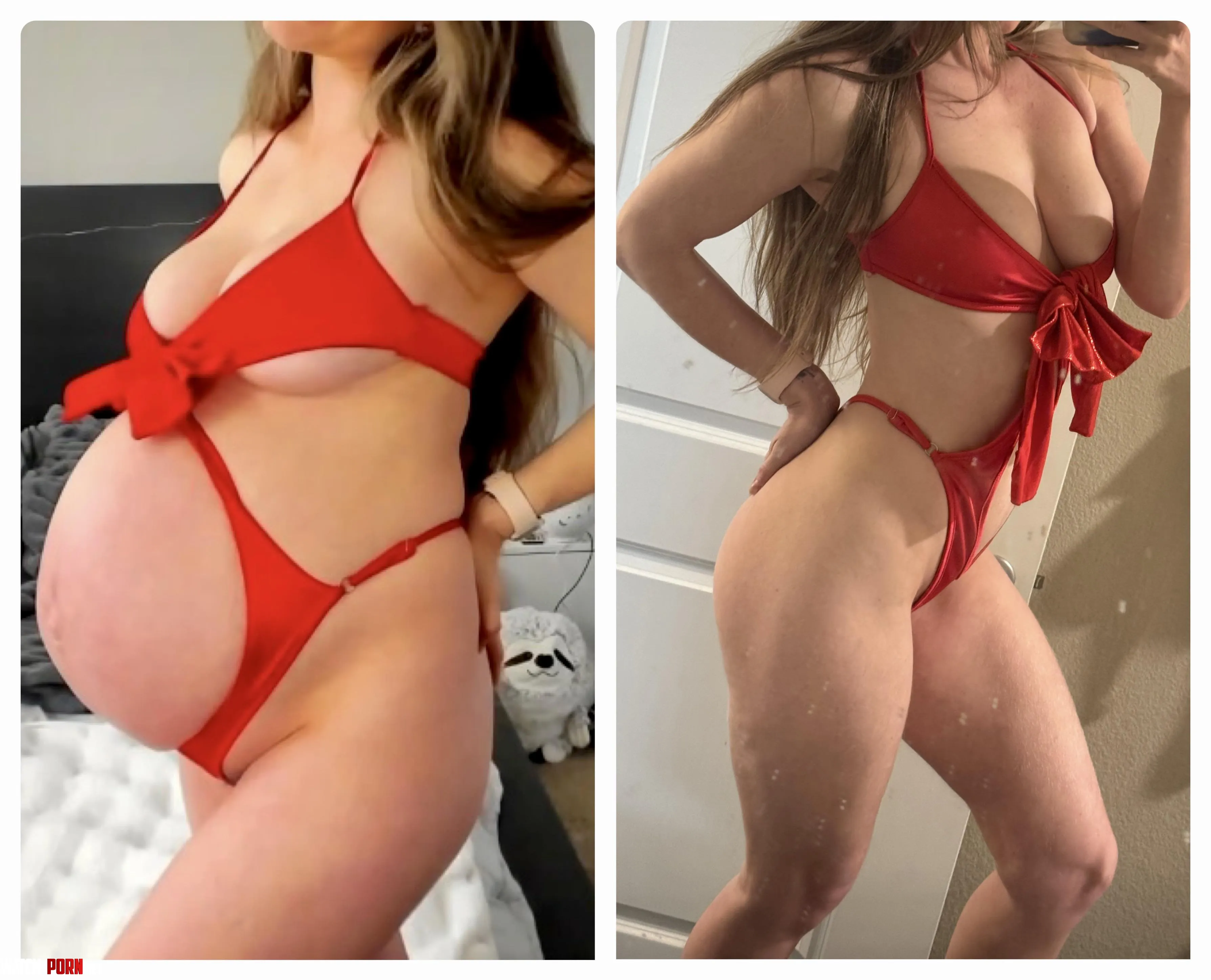 Same lingerie before breeding vs 9 months preggo  by UrNewMami