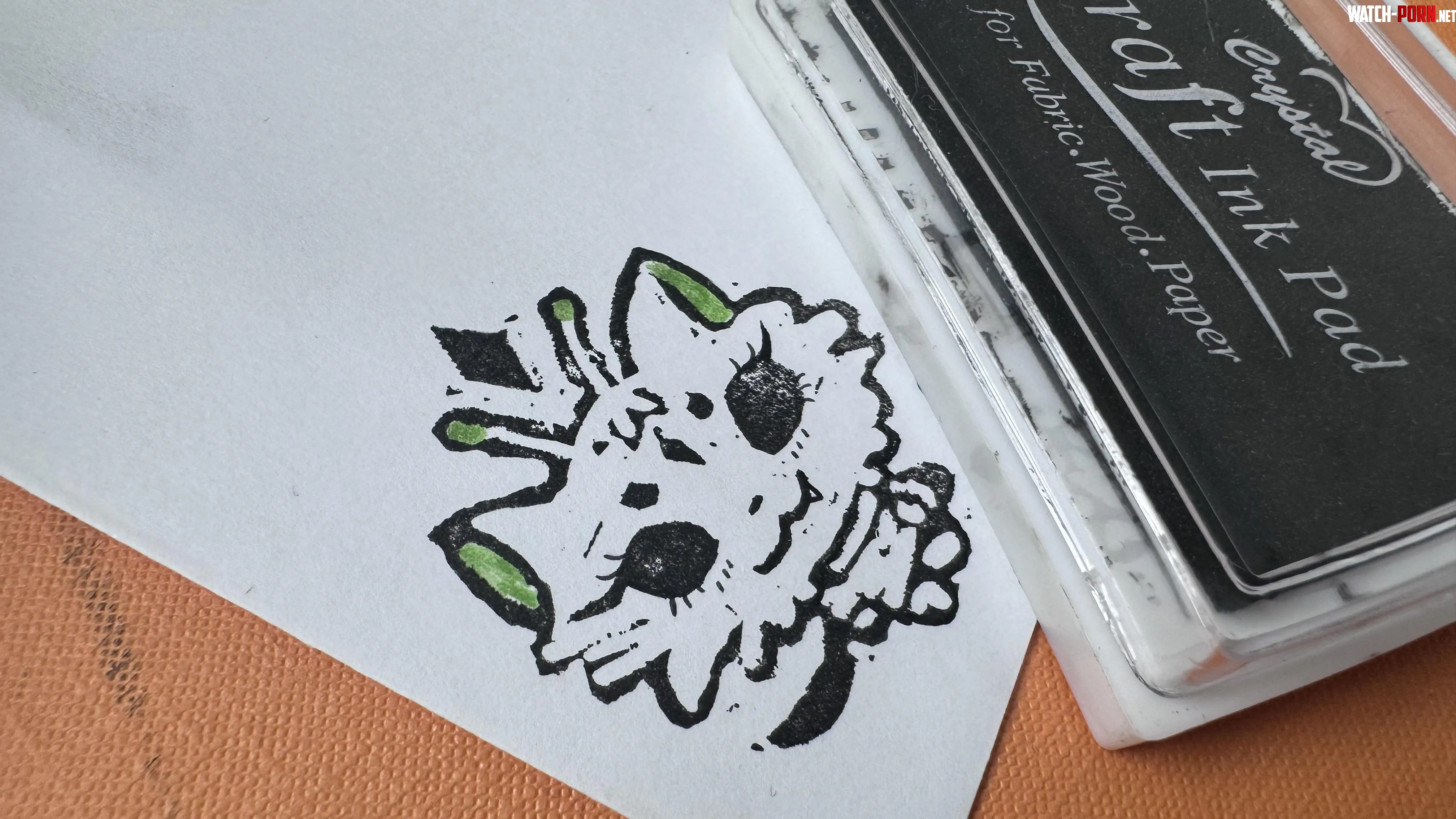 Carved my first stamp for Christmas 3 Not perfect but I tried  by MothzarellaCheese